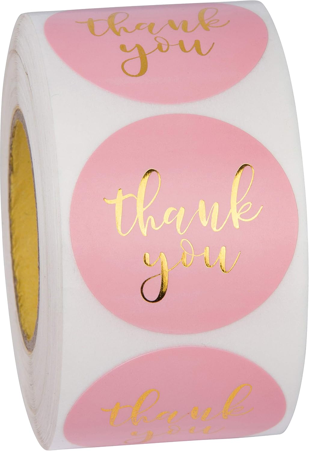 Sweetzer & Orange Thank You Stickers with Gold Foil | 1.5 inches | 1000 Pink Stickers for Company Gifts & Birthday Party Favors | Labels & Mailing Supplies for Small Business Boutique Bags & Mercha