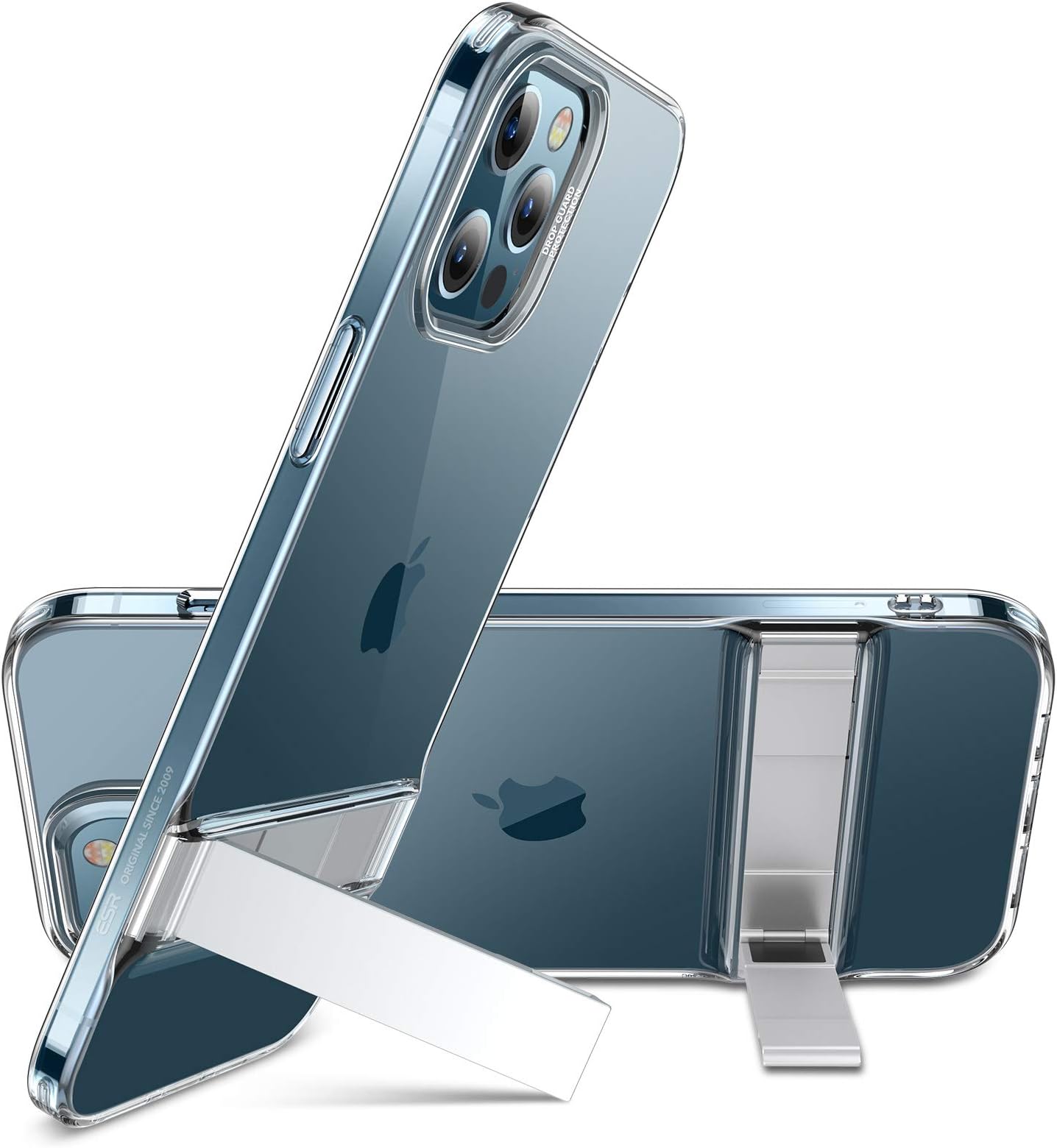 ESR Metal Kickstand Designed Case for iPhone 12 Pro Max Case [Patented Design] [Two-Way Stand] [Reinforced Drop Protection] Flexible TPU Soft Back Cover-Clear