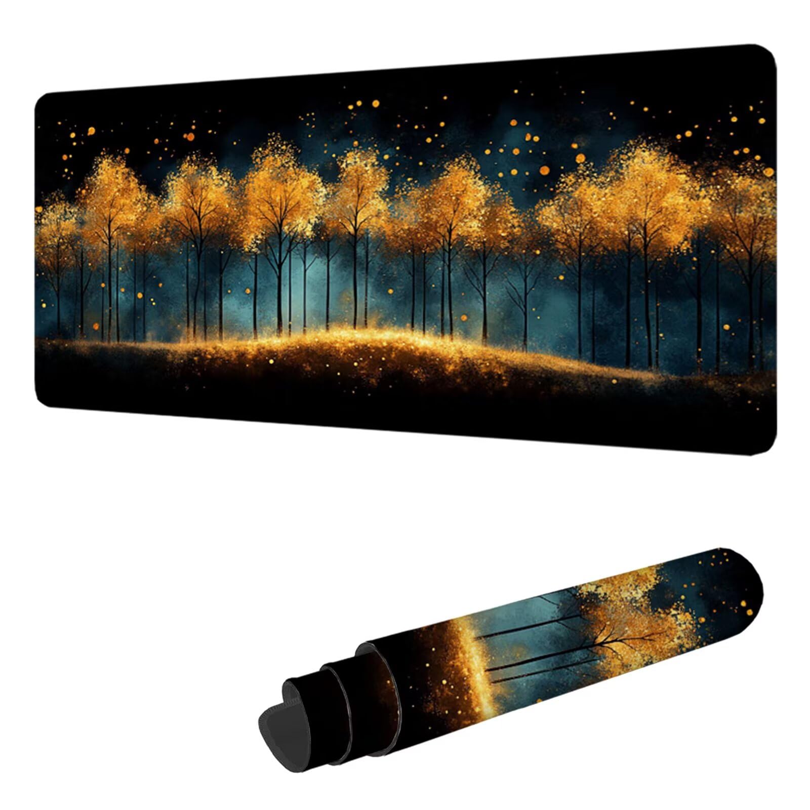 Podkładka pod mysz XXL 1400 x 600 mm podkładka pod mysz do gier drzewo, podkładka na biurko z antypoślizgową gumową podstawą, wodoodporna i antypoślizgowa abstrakcyjna podkładka pod mysz, do PC
