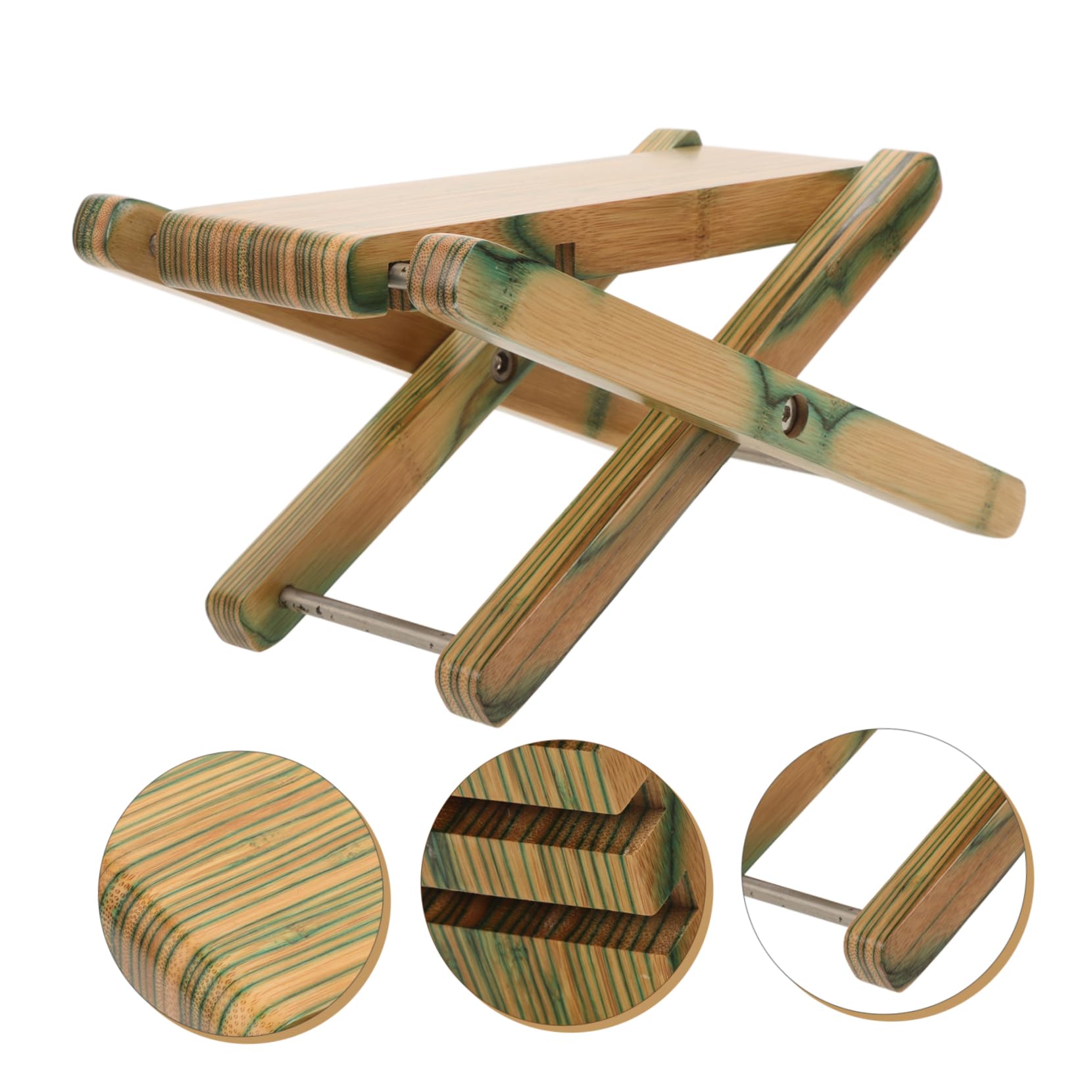Yardenfun Poggiapiedi per Chitarra in Legno Verde, Regolabile e Pieghevole | Supporto per Erhu, Facile da Trasportare, Si Ripone senza Ingombro, Uso Versatile