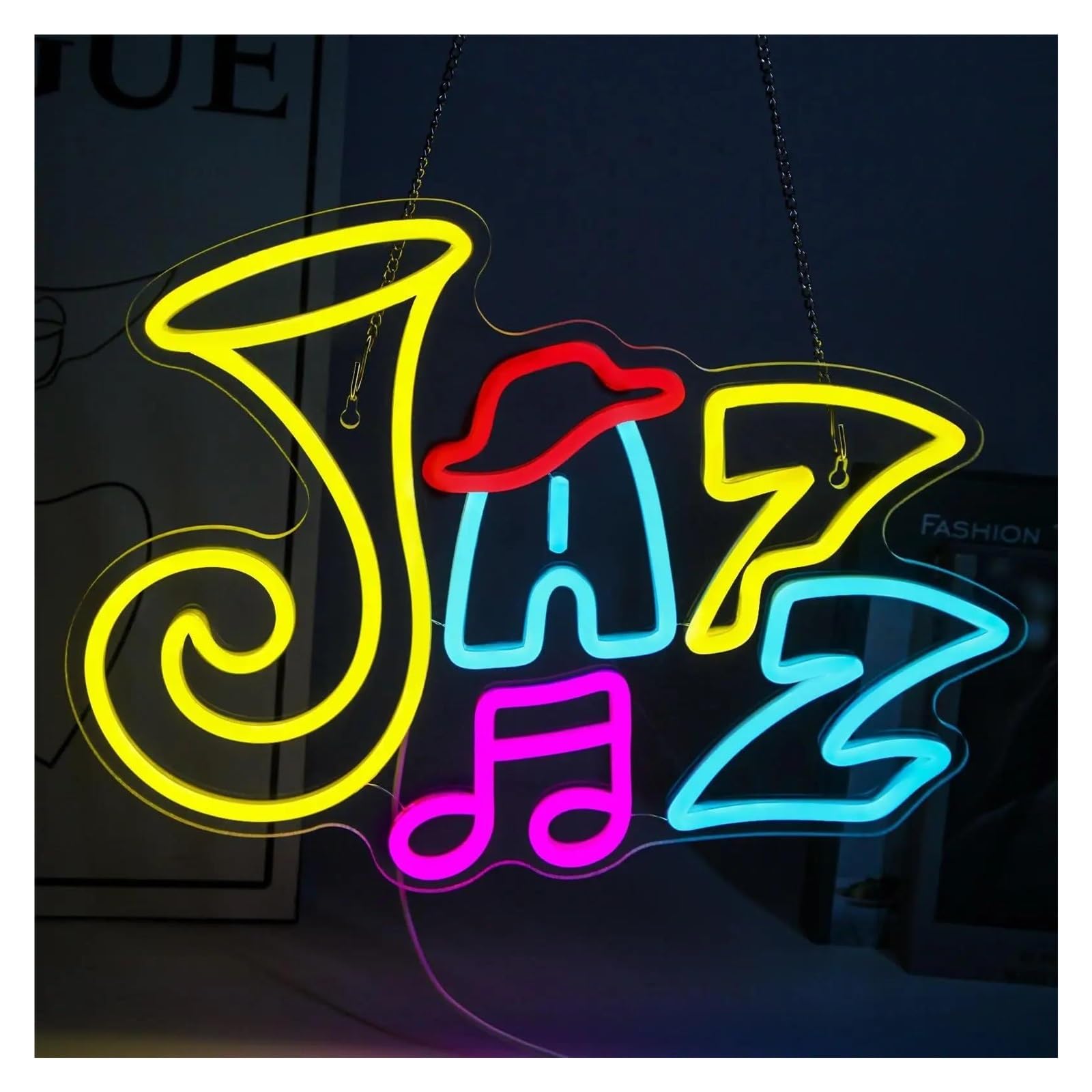 LEMST Sign Lamp Jazz Neon, USB Powered Dimmable Neon, Cafe for Music Lovers, Bar, Study Wall Art 30.1x40.7cm