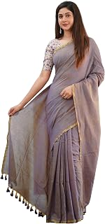 TRENDMALLS Women's Pure Tissue Cotton Handloom South Indian Style Saree with Printed Unstitched Blouse Piece Price In India