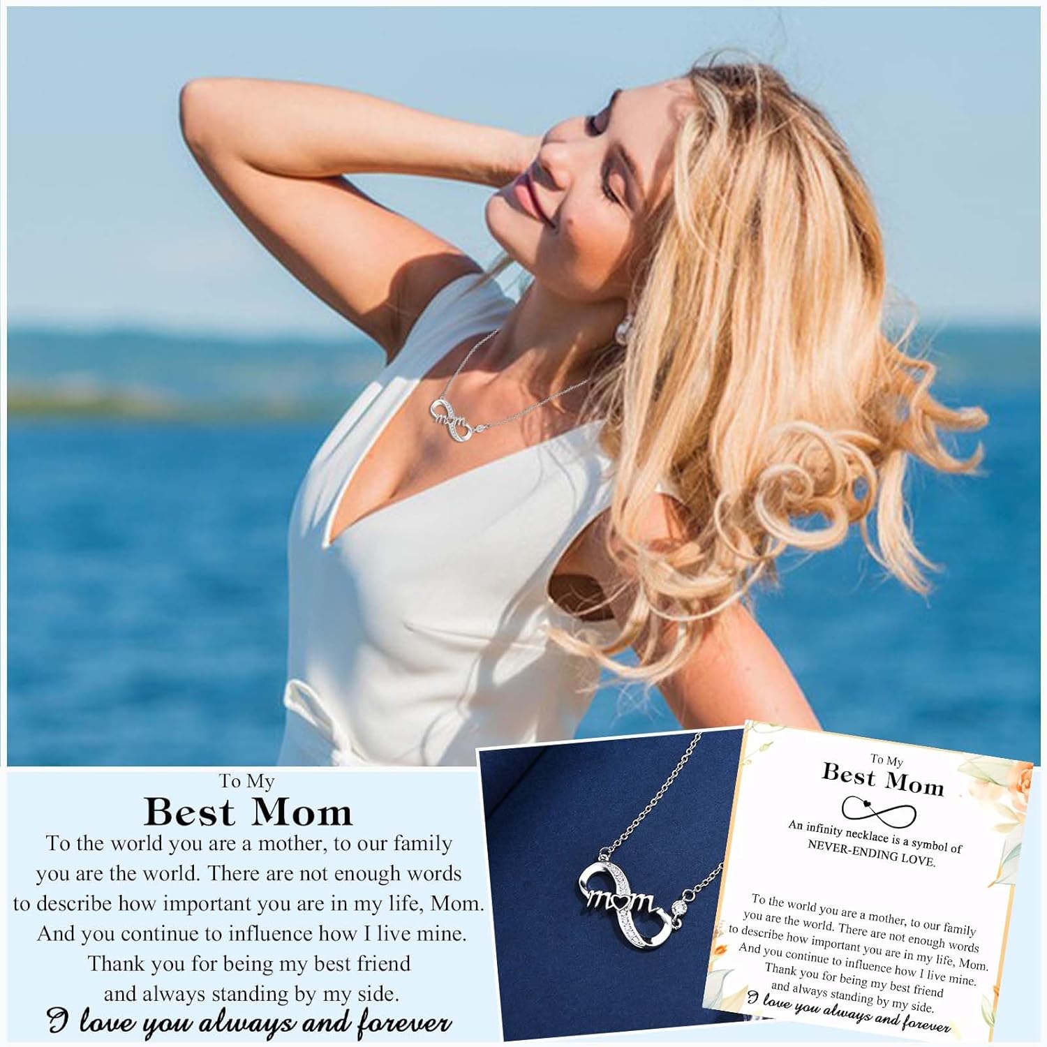 Infinity Mom Grandma Nana Sister Aunt Daughter Auntie Granddaughter Niece Necklace Gifts, Christmas Birthday Valentines Day Mothers Day Easter Graduation Back to School Gifts Stocking Stuffers Presents for Women Girls Her - Image 4