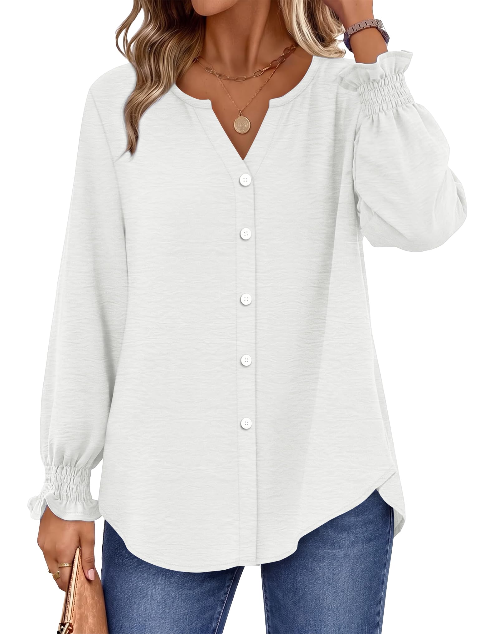 OFEEFAN Womens Long Sleeve Blouse