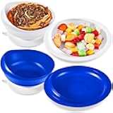 Hushee Adaptive Spill Proof Scoop Bowl and Plate Set with Suction Base Non Skid Self Feed Dinnerware for Elderly Disabled Handicapped from Parkinsons, Dementia, Stroke, Tremor(2 Sets,White and Blue)