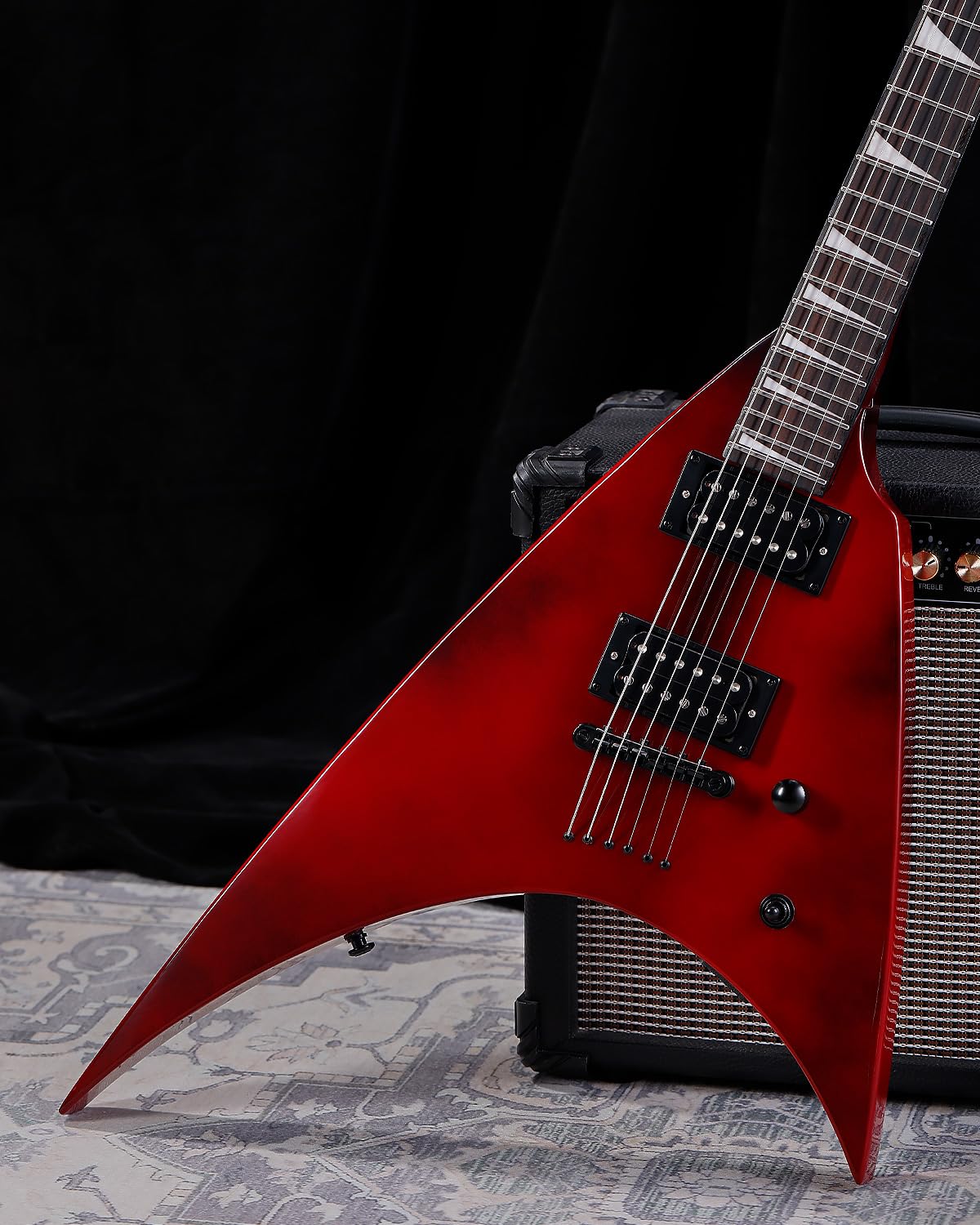 Leo Jaymz Electric Guitar,Swifter Series,Heavy Metal Guitar,24 Frets Rosewood Fingerboard,Mahogany Body,Maple Neck, Powerful and Pure Humbucker Pickups (Red)