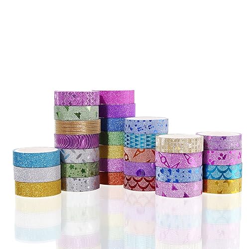 Miniatura 2 de Juego de cintas de enmascarar de 30 rollos Washi, colección de cintas para manualidades decorativas, para envoltorio de regalos "hágalo usted