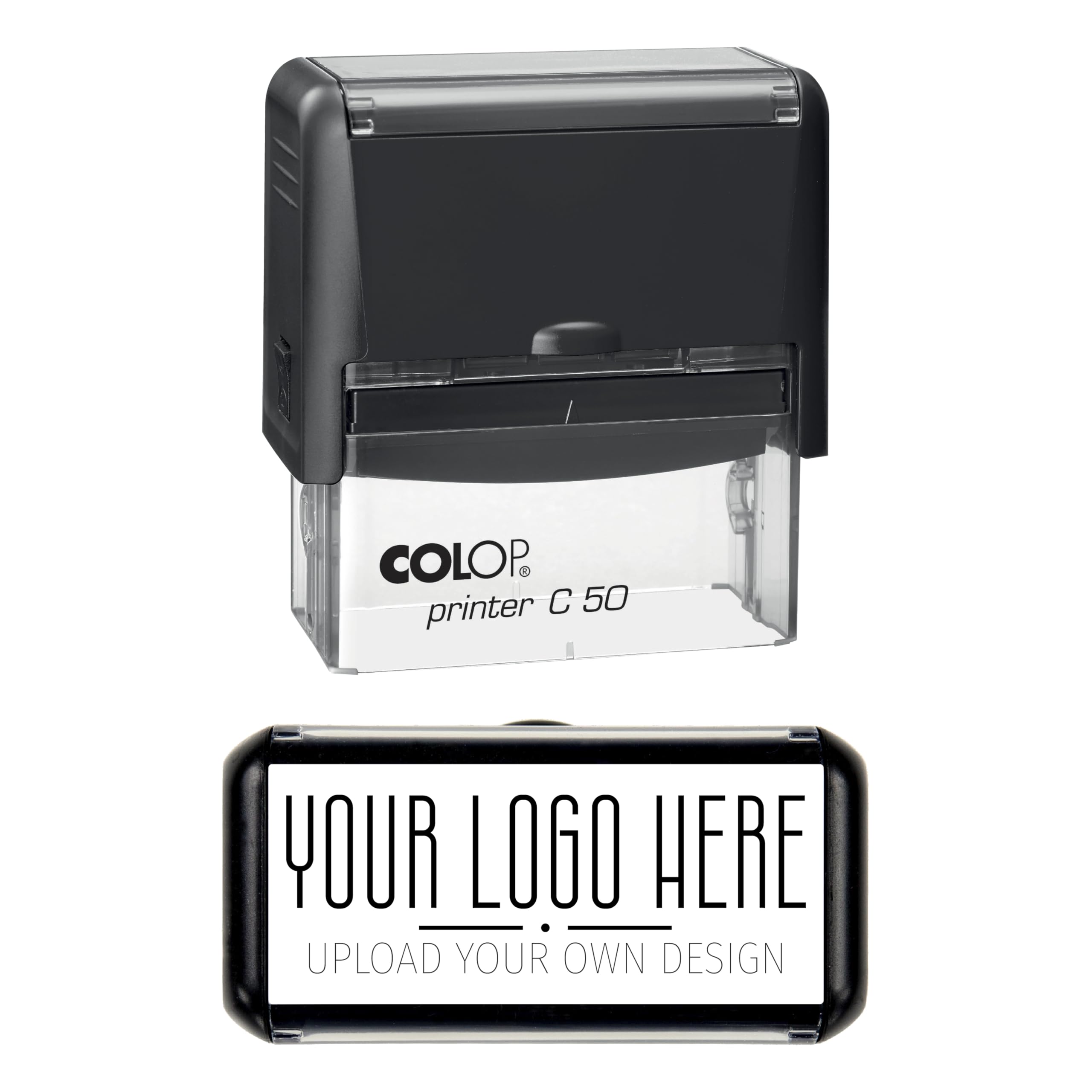 Obsesso Black Custom Logo Stamp – Personalised Company Rubber Stamp Featuring Your Logo For Office Use, Branding, Packaging & Promotional Marketing (70Mm X 30Mm)