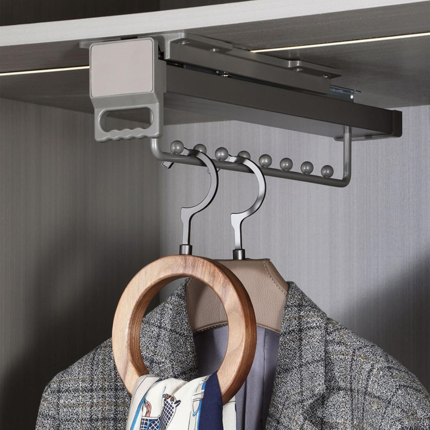 Pull Out Closet Valet Rod, Wardrobe Hanger Rack Top Mount Telescopic Pants Rack,Closet Rod(Color2,45cm)