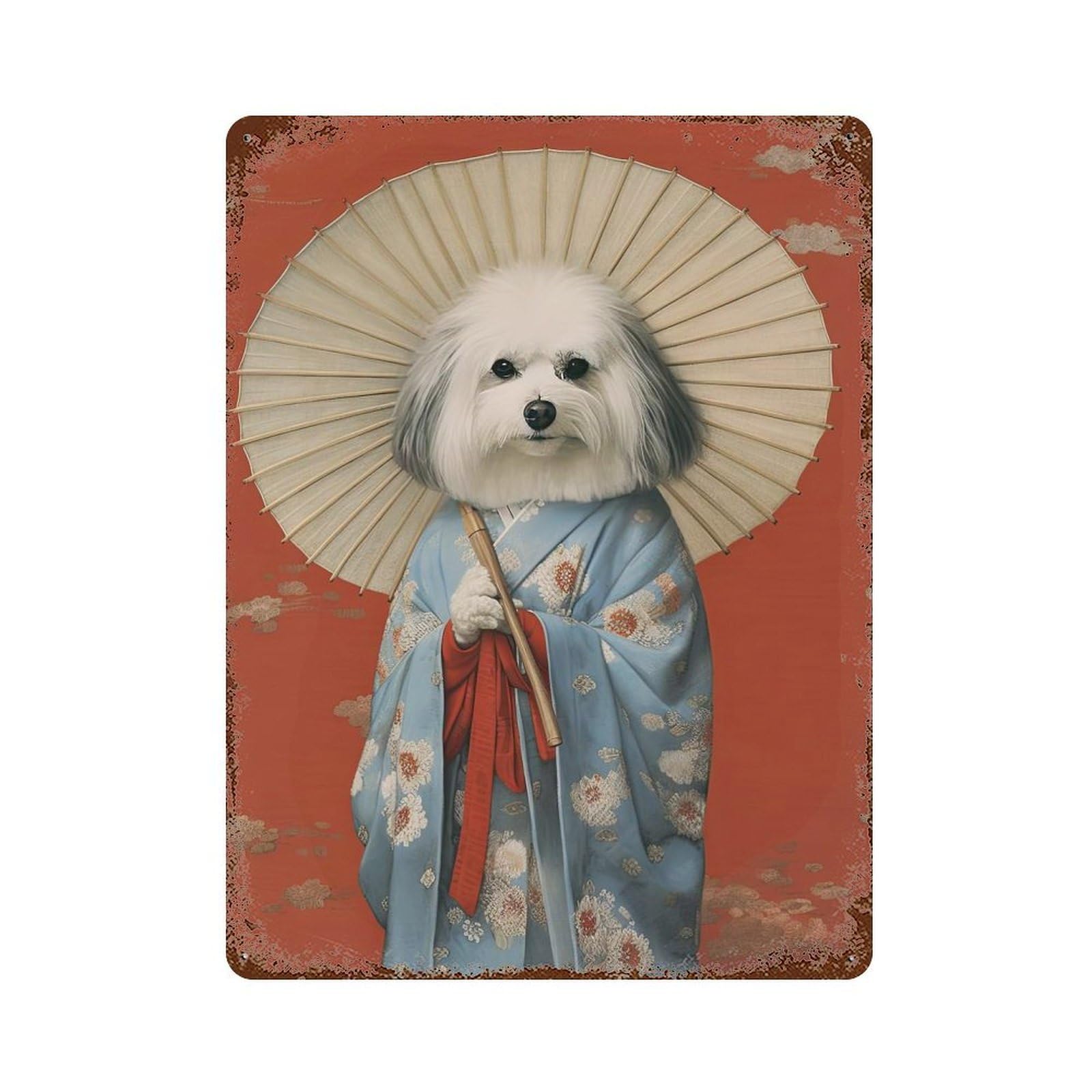 Havanese Geisha Decorative Tin Sign 15.7"x11.8", for Bistro, Counter And Cafe Decor, Novelty Wall Decor