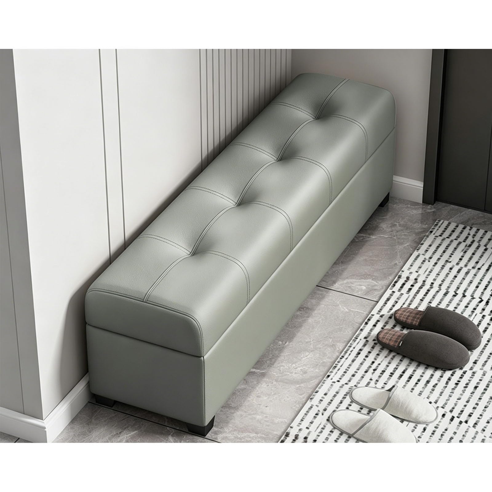 Banc ottoman de rangement salon et chambre avec siège rembourré