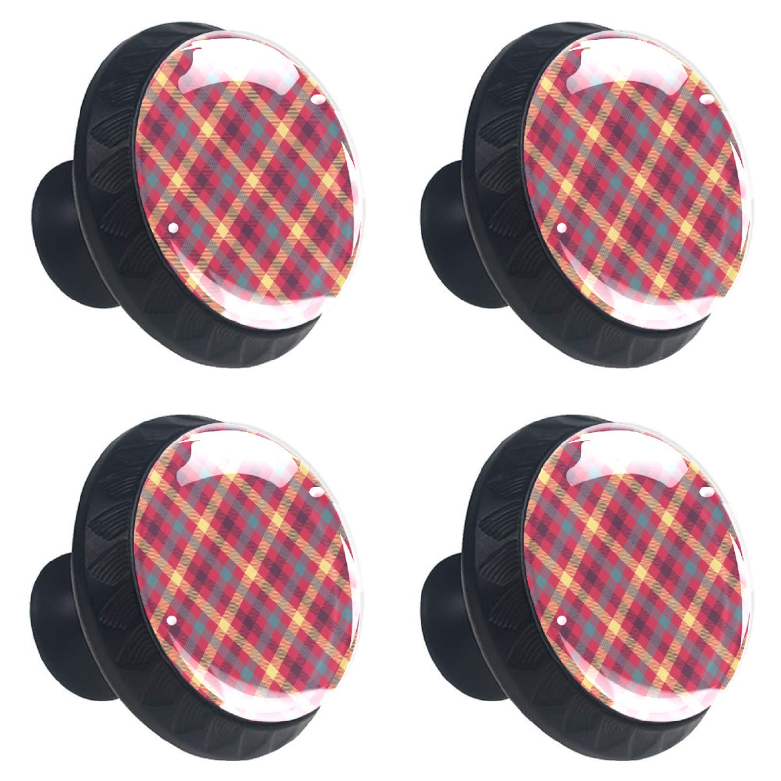 Boutons de tiroir en cristal 30 mm à motif écossais pour rénover