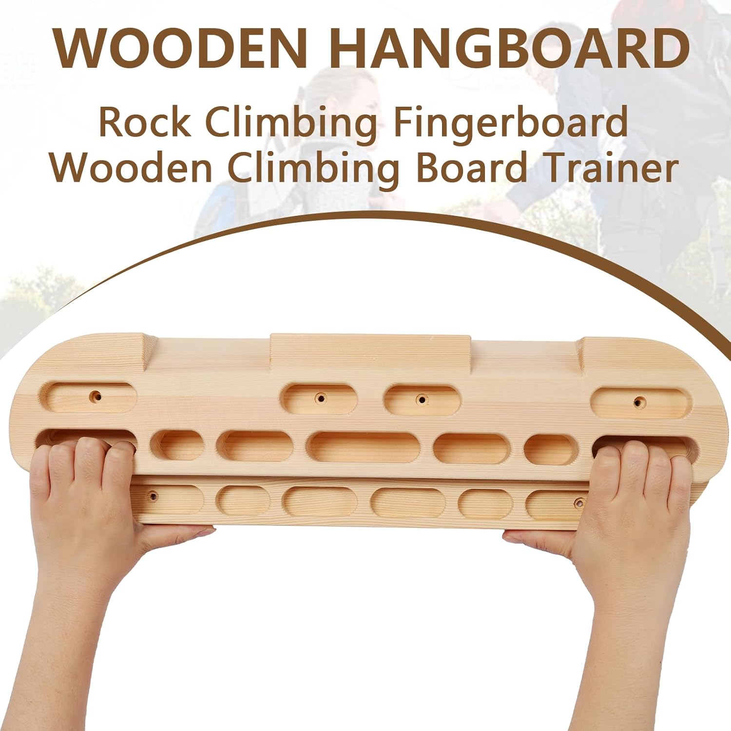 Majnesvon Wooden Climbing Hangboard, Professional Fingerboard Trainer with Multiple Grip Types - Rock Climbing Training Board for Home & Gym