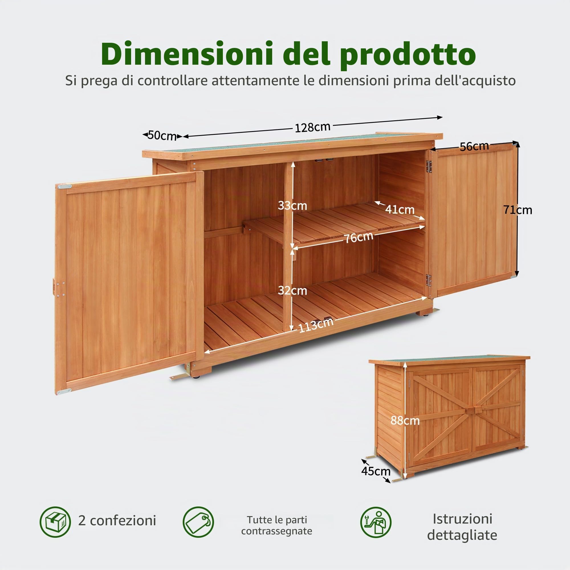 MCombo - Armadio da giardino, in legno