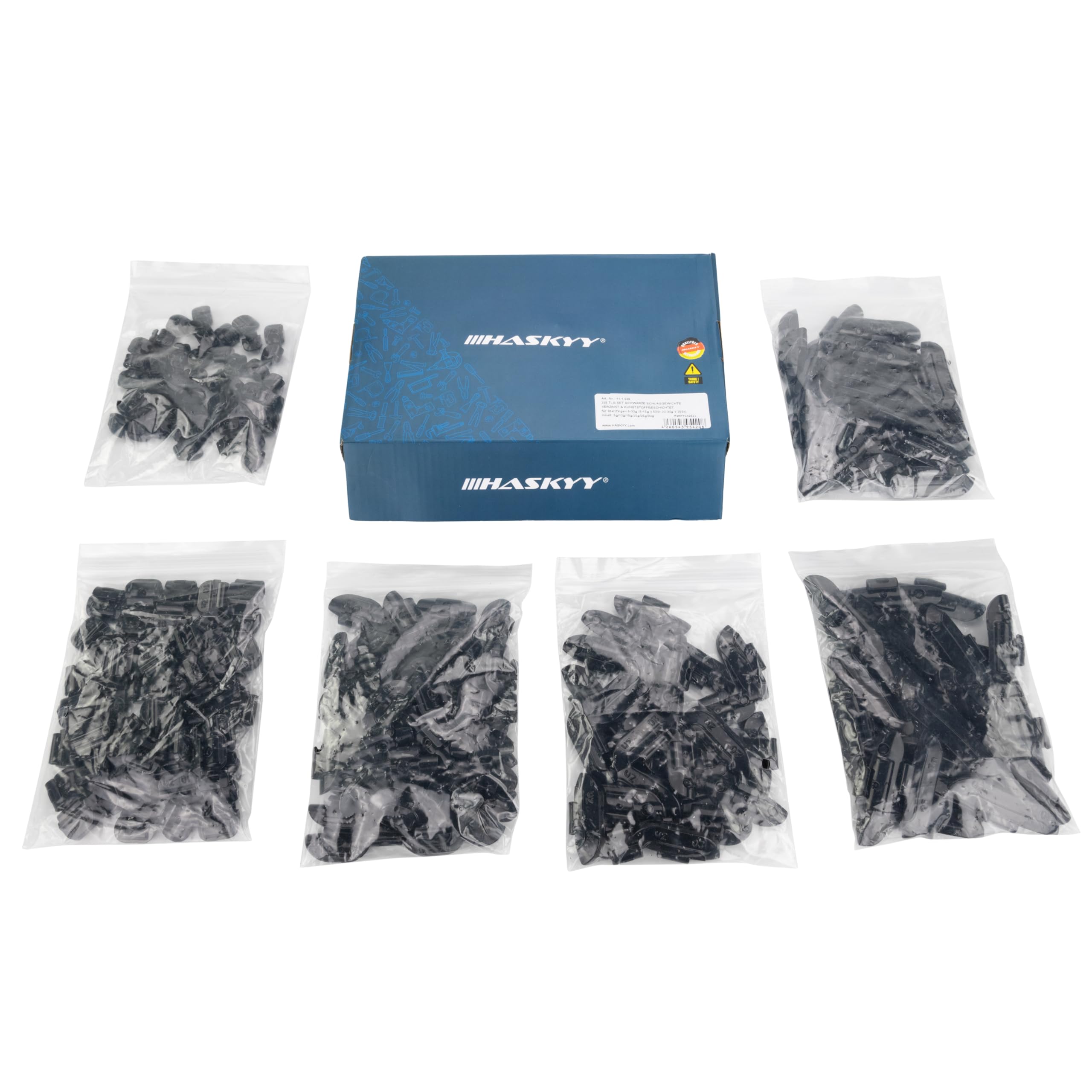 HASKYY Auswuchtgewichte Schlaggewichte Wuchtgewichte 225 TLG. 5-30g für Stahlfelgen inkl. Organizer Systemkoffer