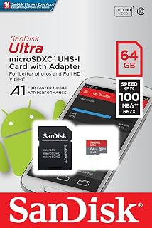 SanDisk Ultra 64GB microSDXC UHS-I Card with Adapter(SDSQUAR-064G-GN6MA), 3 Pack(64GB)