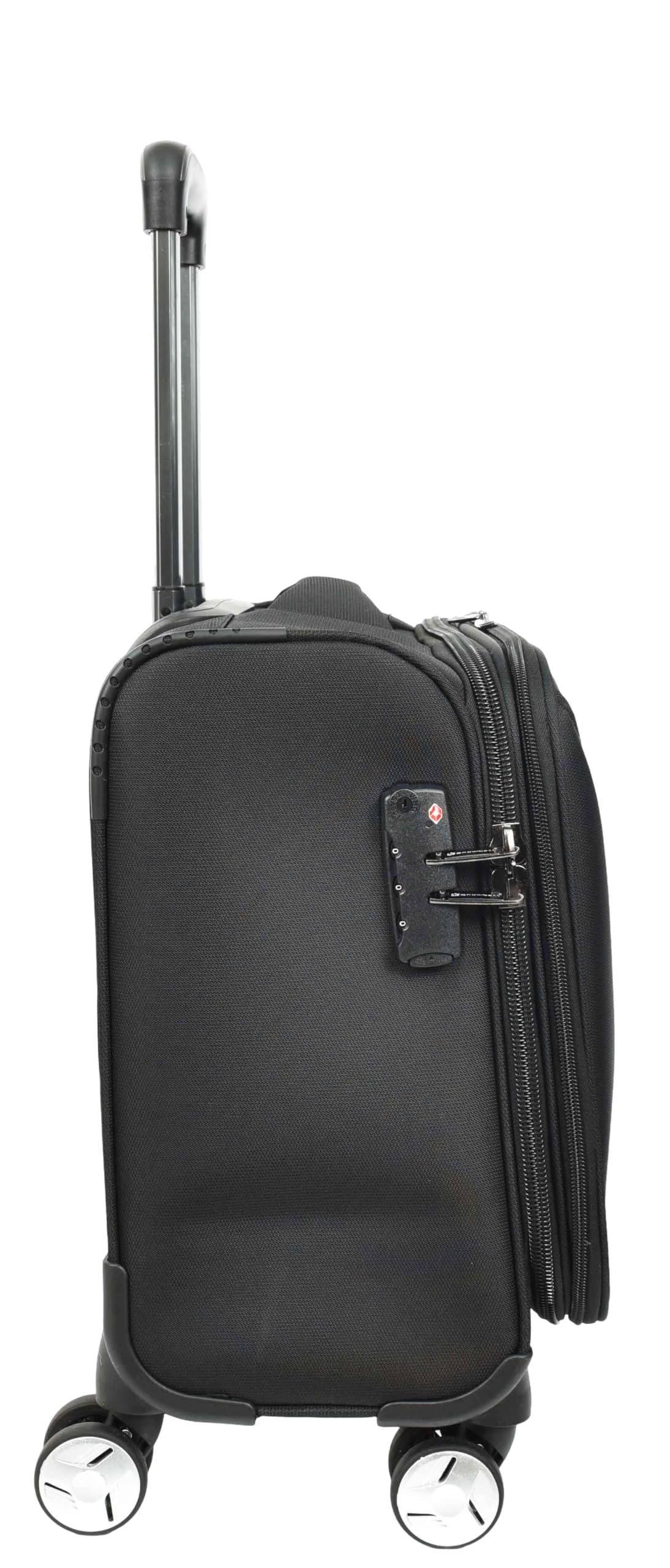A1 FASHION GOODS Pilotenkoffer mit 4 Rädern, leicht, TSA-Schloss, Kabinengröße, Reise-Business-Tasche, Crew, Schwarz , S, Softcase Pilotenkoffer auf Rollen