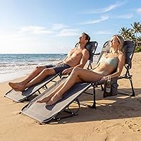 Vista 2 de COSTWAY Silla de playa plegable, silla de bronceado con orificio para la cara, respaldo ajustable de 5 posiciones, almohada y bolsillo lateral