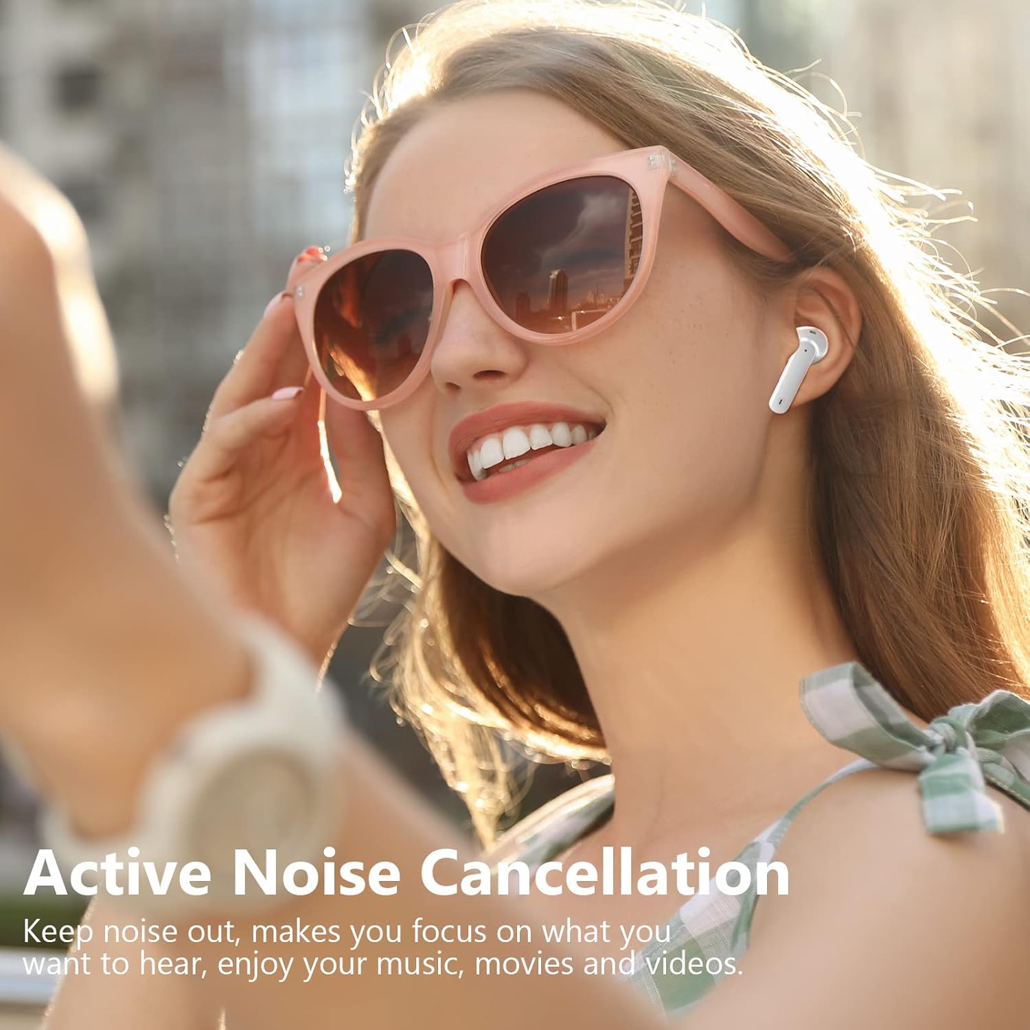 Wireless Earbuds Bluetooth Active Noise Cancelling Headphone Wireless Ear Buds in-Ear Headphones with Charging Case IPX7 Waterproof Earphones for iPhone Android,Music Game Call (White)