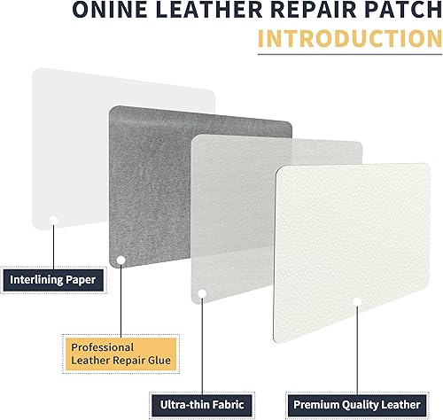 Miniatura 16 de ONine - Cinta de reparación de piel, parche para reparación de piel autoadhesivo de 12 x 48 pulgadas, impermeable, resistente al desgaste, para Negro