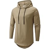 Men's Hooded T-Shirt 190GSM 100% Cotton Soft Streetwear Longline Tee- Breathable Hip Hop Pullover - Pre-Shrunk