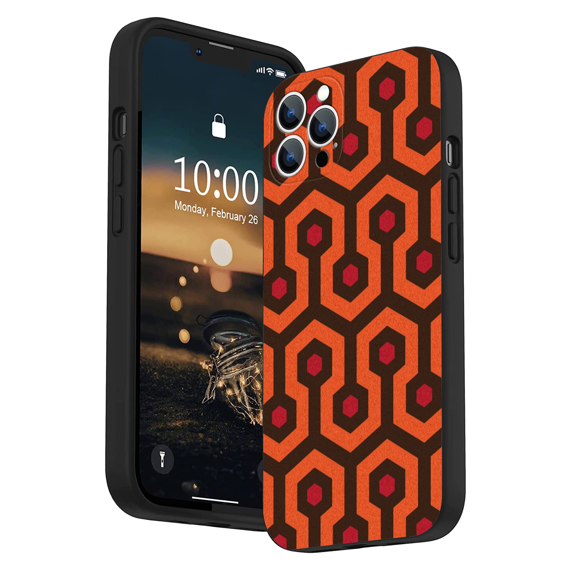 Compatible with iPhone 14 Pro Max Case, Retro Hexagon Pattern Horror Spooky Scary Halloween Case Soft TPU Full Body Protection Cover Case Gift for Women Men