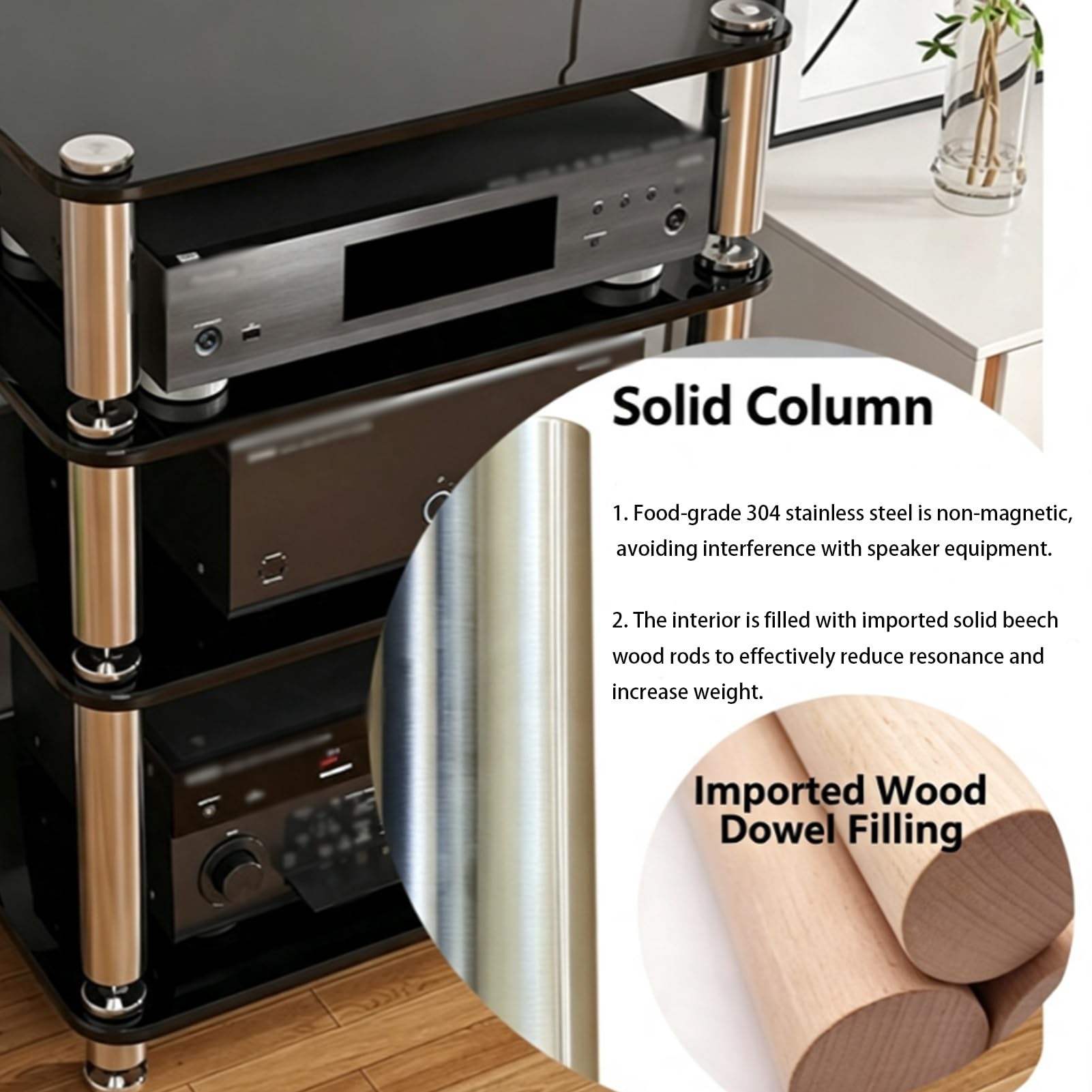 Soporte for Medios AV de Alta Resistencia, Rack AV de Acero Inoxidable | Estante de Componentes EstéReo, Adecuado for Salas de Estar, Oficinas Y Estudios de GrabacióN