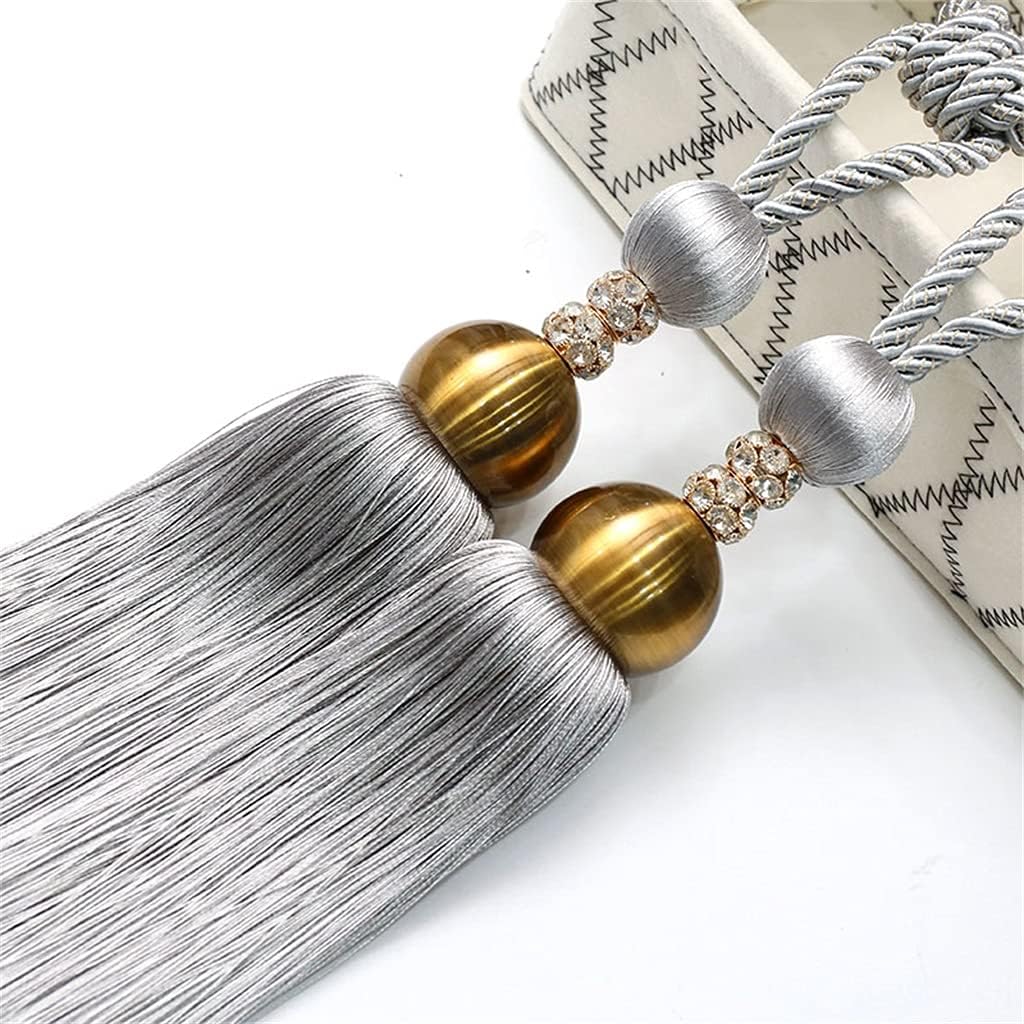 Curtain Tie Hanging Ball A Pair of Tassel Lanyard Wall Hook Storage Belt Rope Strap(Gray)