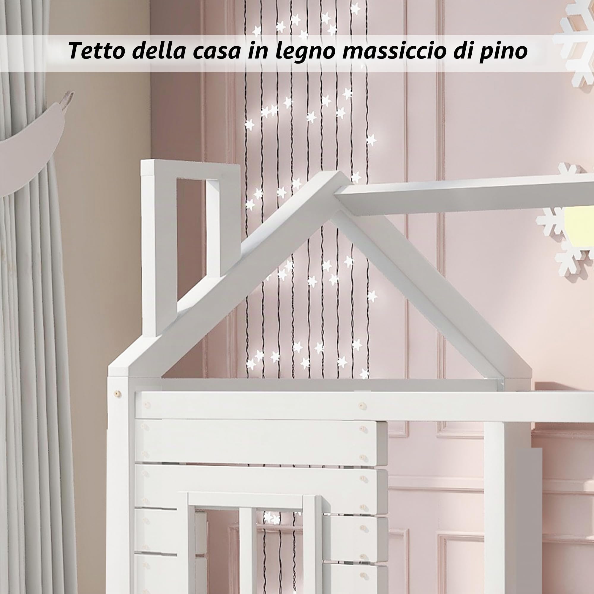 Lettino per bambini, 80 x 160 cm (dimensioni interne), con protezione anti-caduta versatile, in legno, per ragazzi e ragazze, in legno massiccio, per bambini, colore: bianco