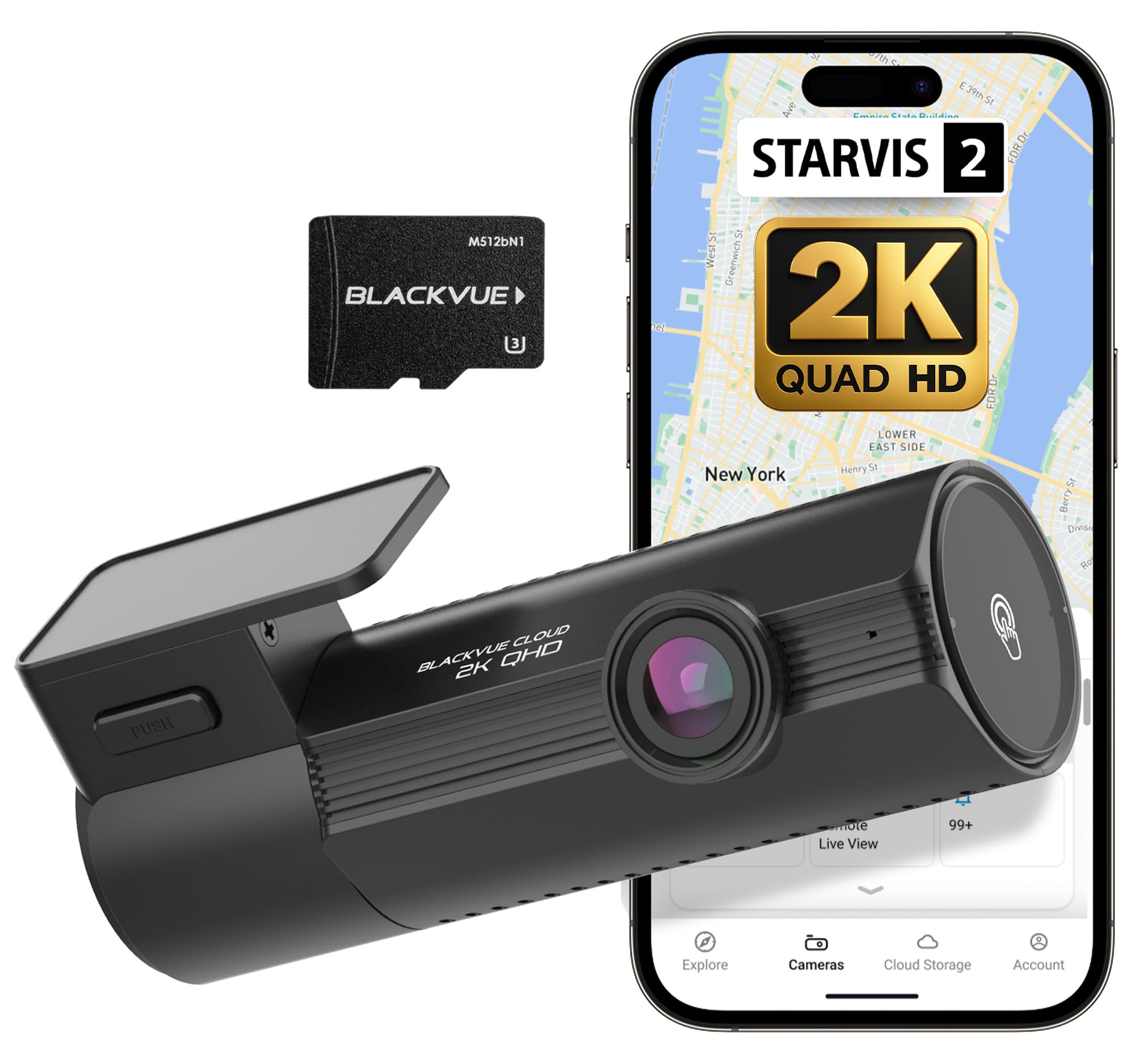 BlackVue Elite 8-1CH 64GB Dash Cam 2K QHD Front Camera with STARVIS 2 Sensor HDR Smart Parking Mode