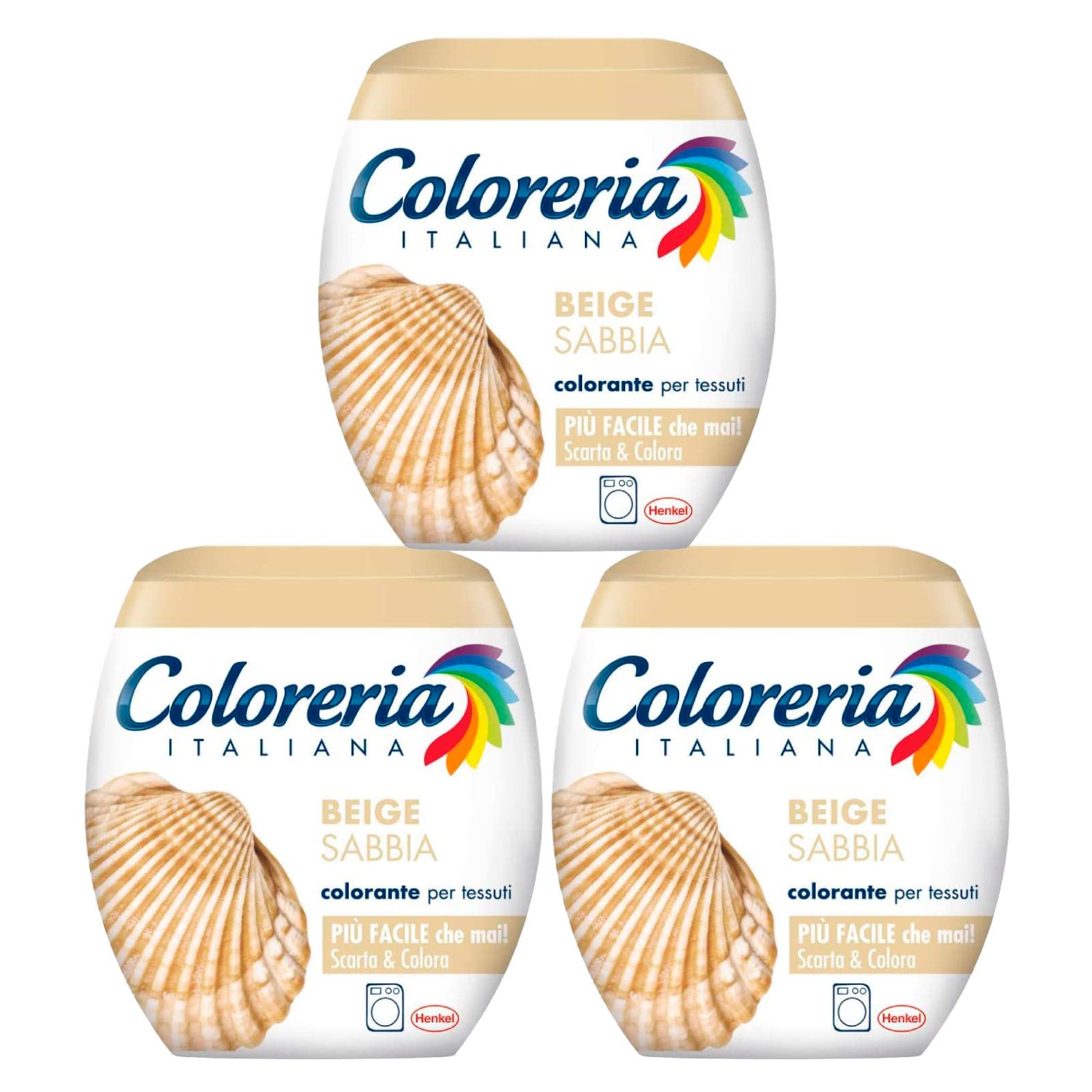 3x Coloreria Italiana Colorante per Tessuti per Lavatrice Colore Beige Sabbia Ravviva o Cambia il Colore dei Capi - 3 Confezioni Monodose