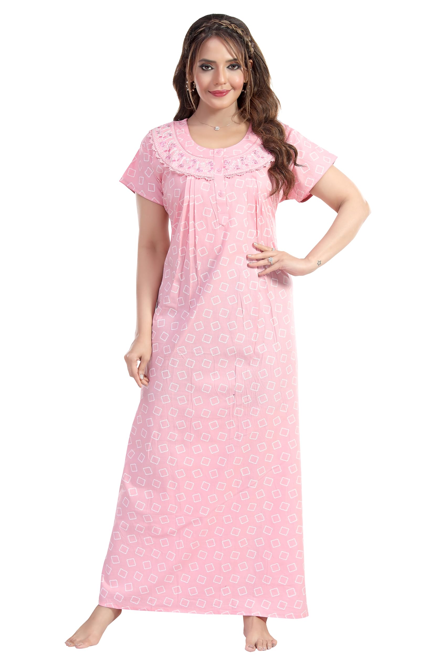 Women's Premium Pure Cotton Nighty-image-13
