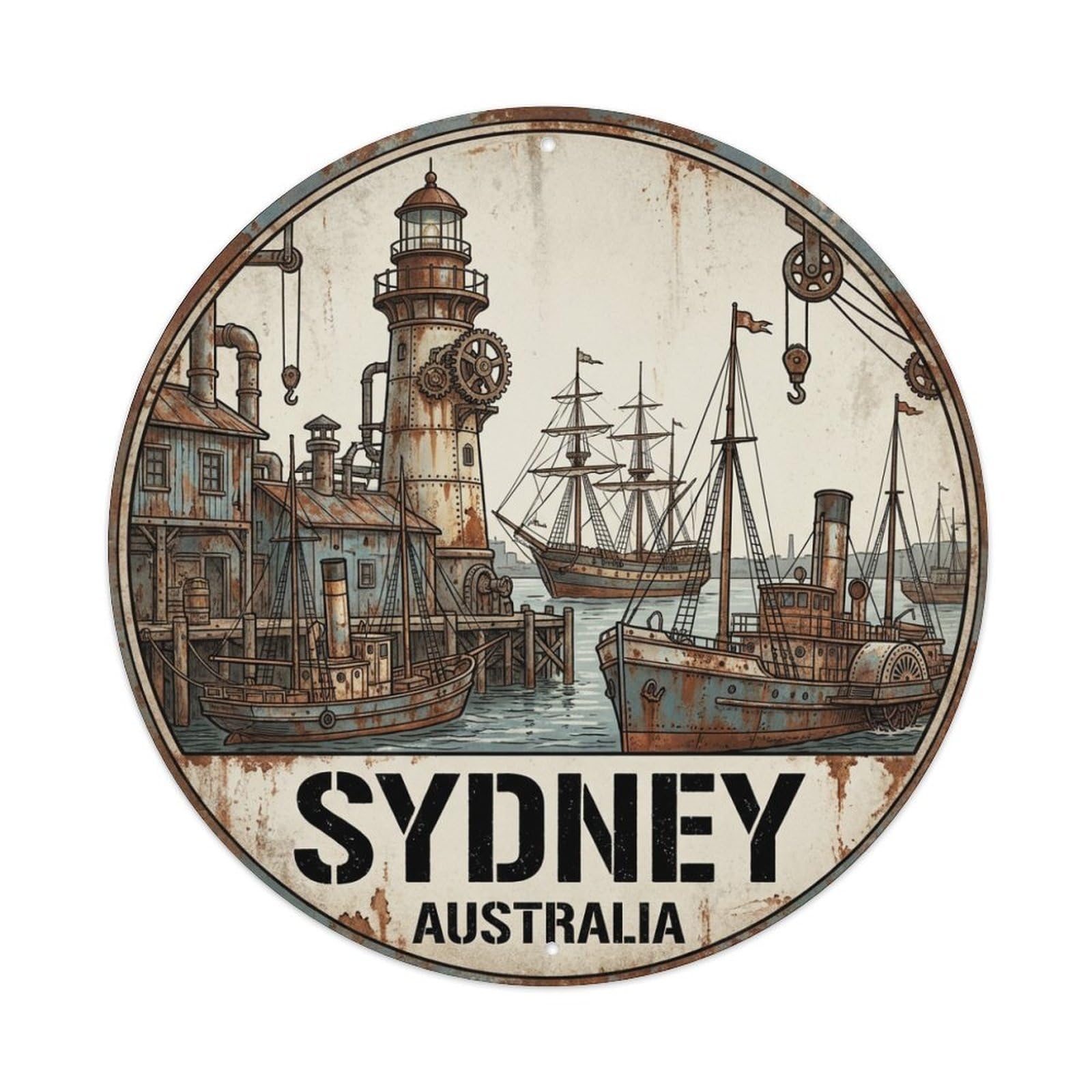 Metal Tin Sign Vintage Travel Sydney Australia