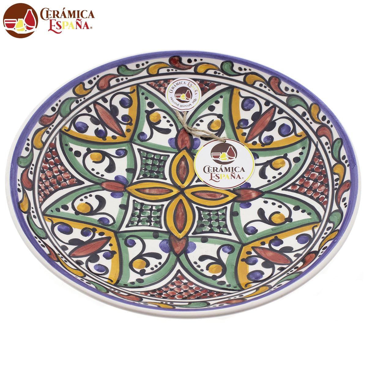 CERÁMICA ESPAÑA placa de cerámica decorativa para pared modelo D32 27x27x4.5 cm hecha a mano