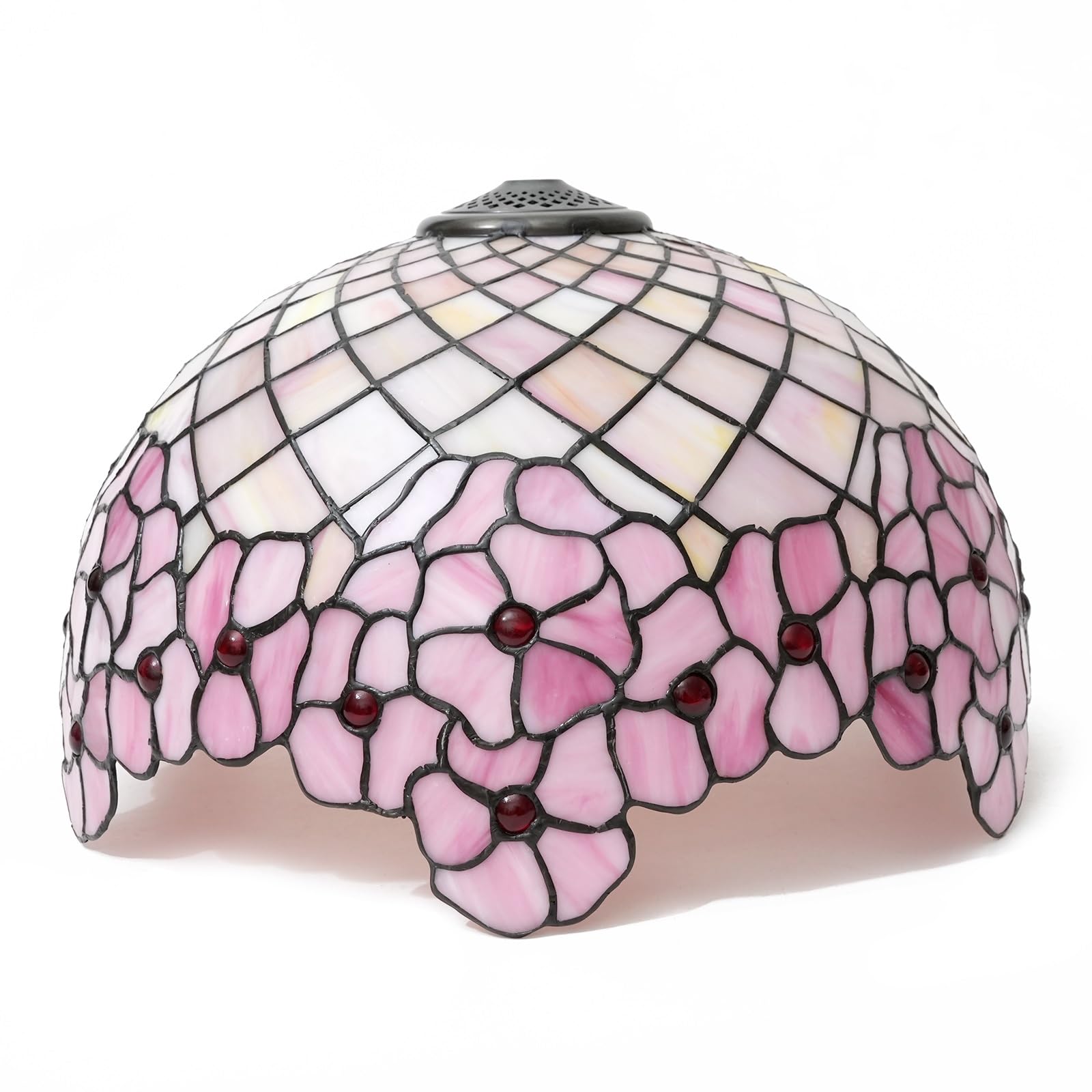 ZXMJYHK Tiffany Style Lamp Shades, 16 Inch Cherry Blossom Stained Glass Lamp Shade Replacement Art Decor Lampshades Accessories Fit for Table Lamp Floor Lamp Pendant Light