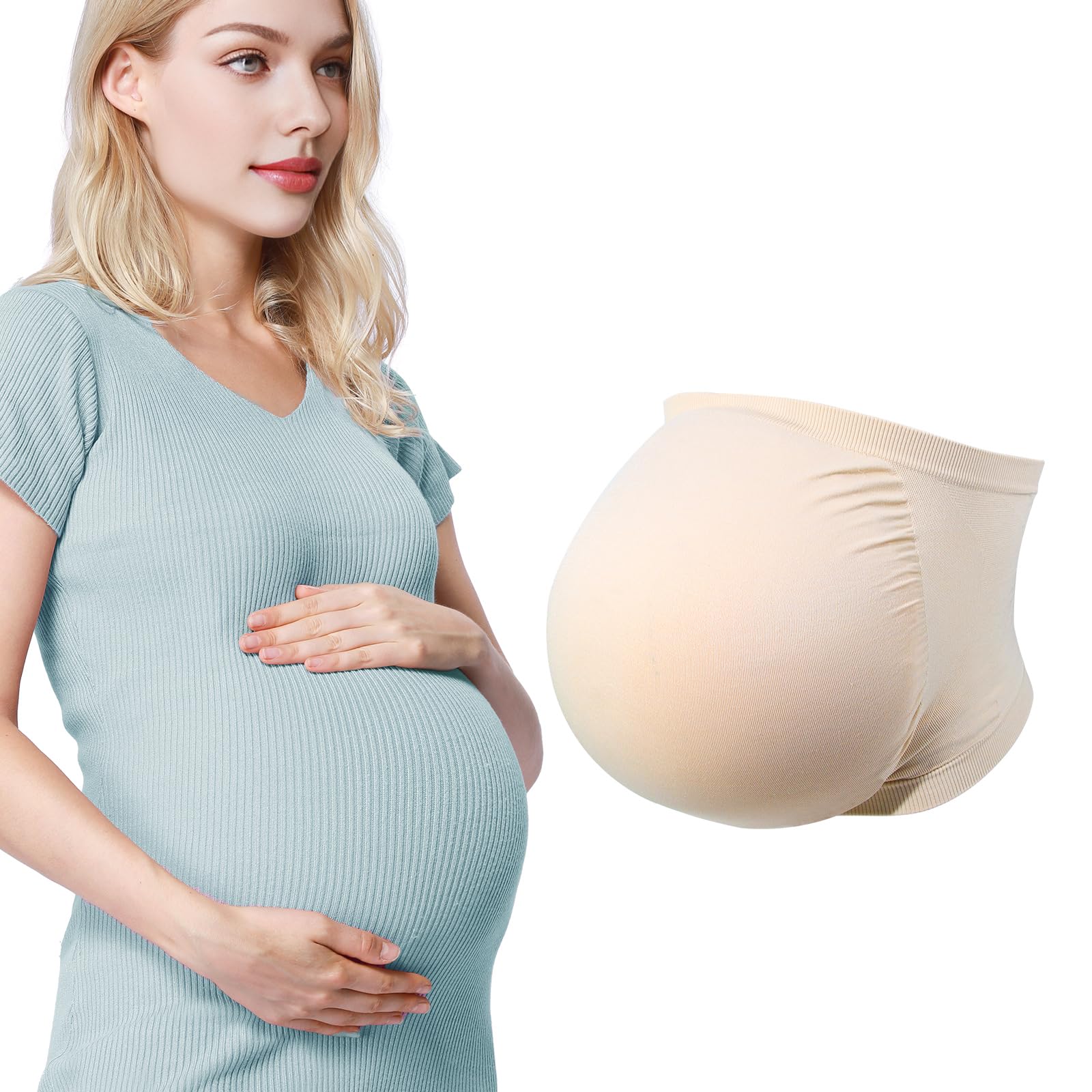 Polreta Fake Pregnancy Belly, Fake Pregnant Belly Memory Foam Artificial Baby Bump Costume for Tv Props Big Santa Belly Party