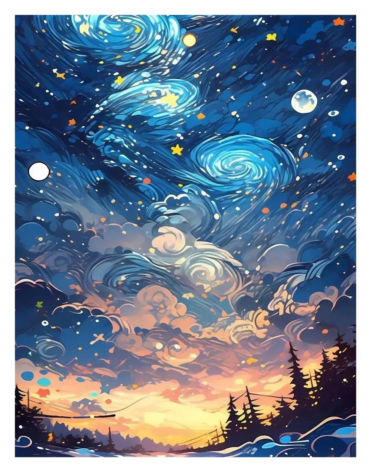 La Nuit Étoilée Van Gogh affiche toile HD au rendu artistique abstrait haut de gamme 60x90cm