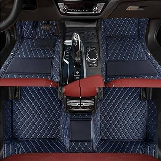 Custom Personalized Floor Mats ，Luxury Full Coverage All Weather Car Floor Mats，Anti-Slip Leather Car Mat Set ，Custom Floor Mat， for 99% of Cars, Trucks & SUV. (black66blue)
