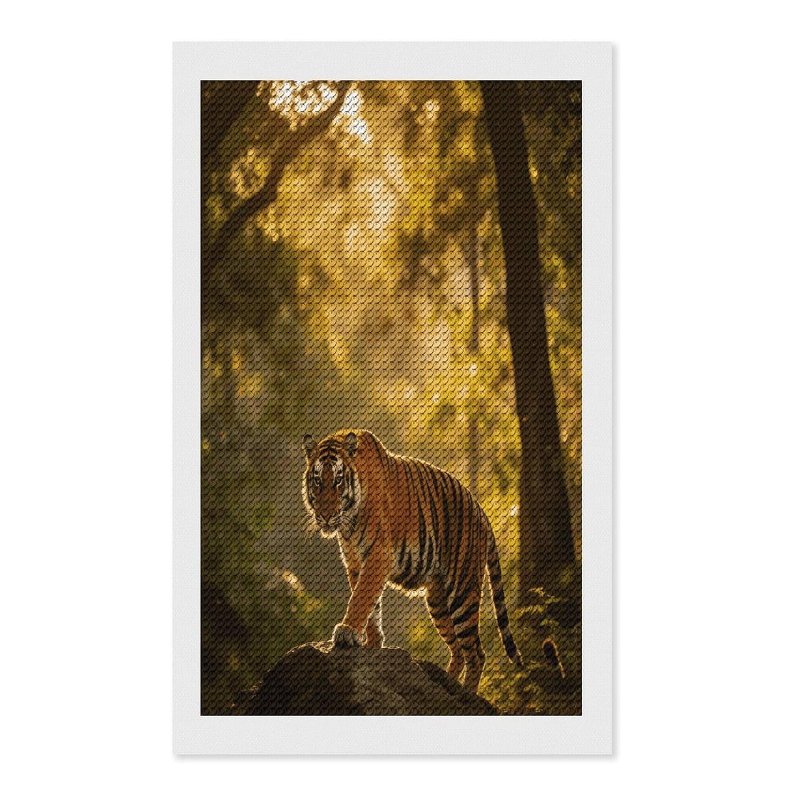 FekiLoot Tiger Paint by Numbers Kit for Adults Beginner DIY Diamond Dots Paintings Round Full Drill Diamond Art Kits Picture Diamond Art Painting Kits for Home Decor 12"x20"