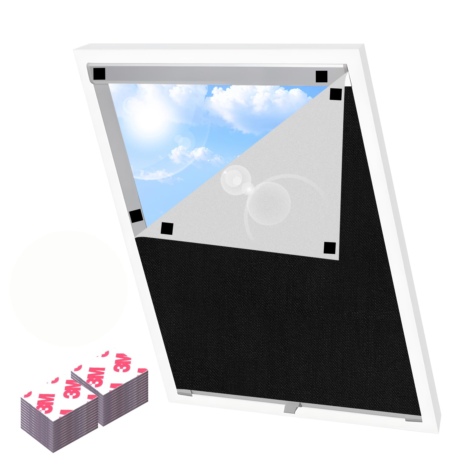 Magnetic Blackout Blinds Stick On 100X150CM, Blackout Material, Portable Black Out Blinds Curtains Cuttable, No drilling 24 Rubber Magnets, for Shading Interior Windows & Skylights-image-0