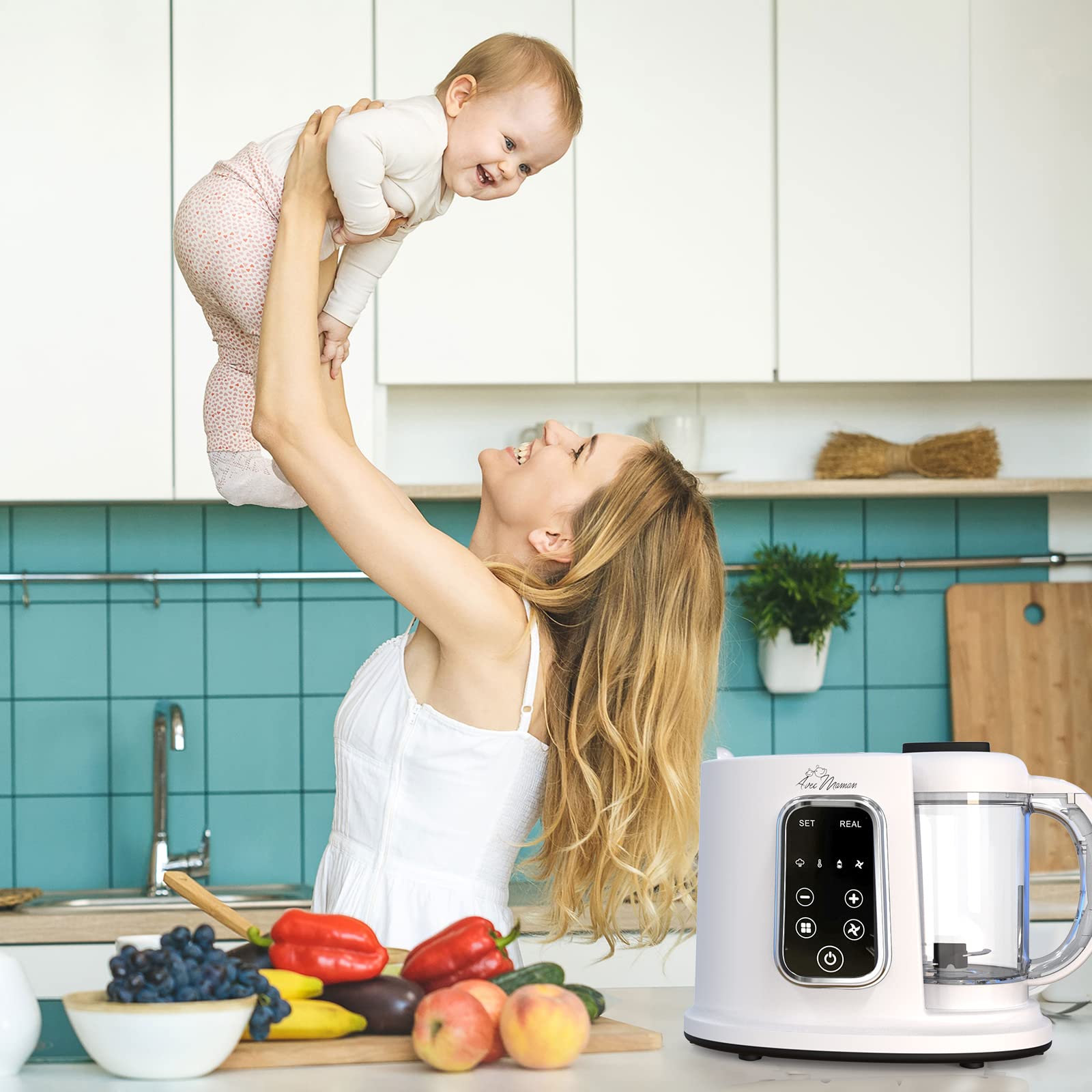 Baby Cuisine Frullatore elettrico Multifunzione 4-in-1 - Scalda biberon neonato + Cottura a vapore + Cuocipappa + Mixer - NUOVO Versione + Regalo perfetto per neogenitori + senza BPA