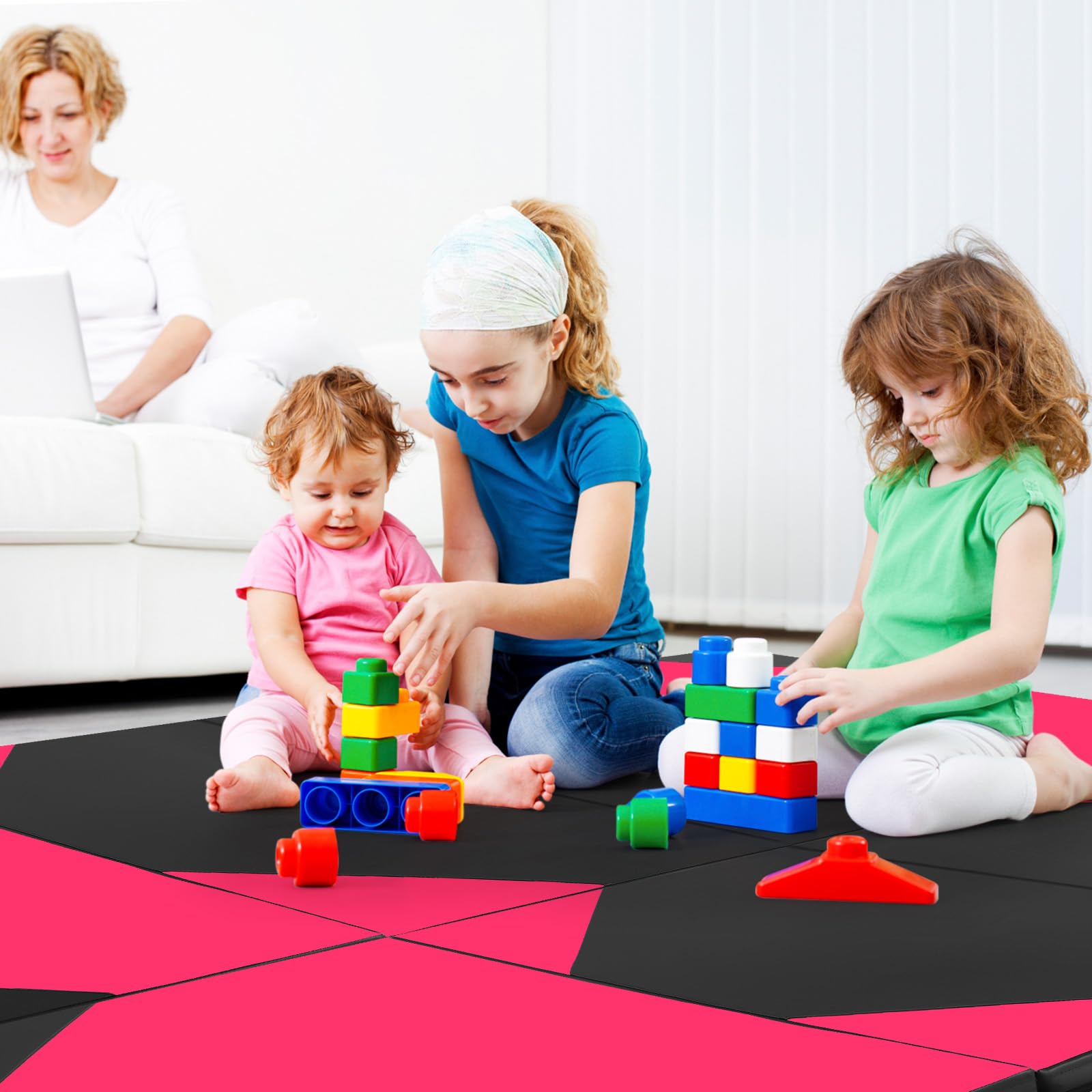 GYMAX Tapis De Yoga Pliable 3 M X 1,17 M X 5 Cm – Mousse EPE, Revêtement PU, Poignées De Transport, Fermeture Crochet-boucle, Pour Yoga, Arts Martiaux, Cheerleading