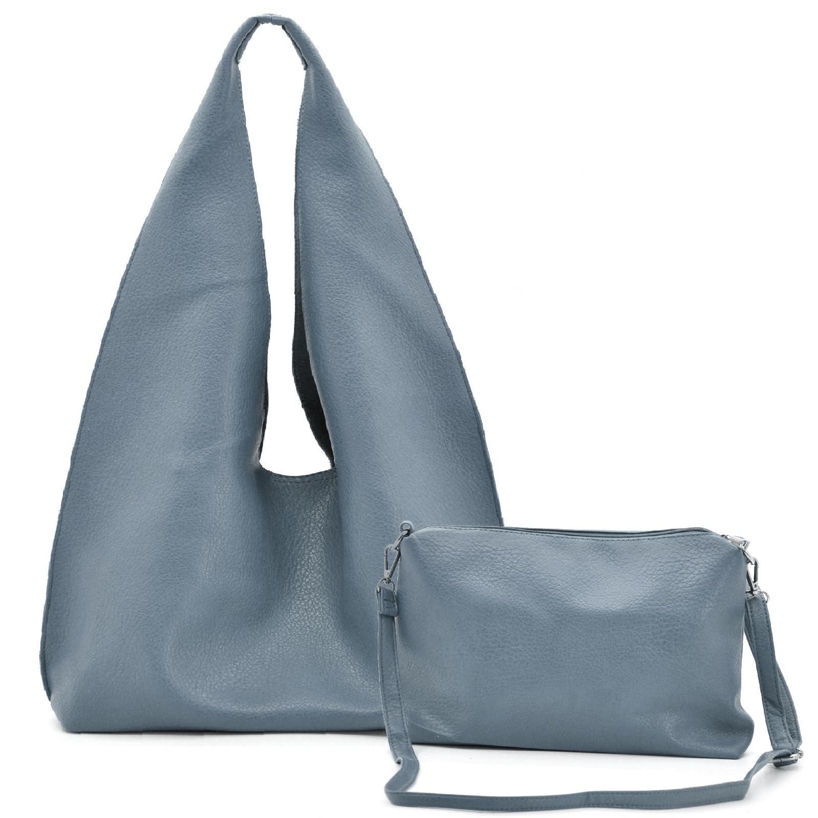 Generico Borsa a Sacco da Donna in Similpelle, 38x36x15 cm, Cognac, con Tracolla Regolabile e Borsetta Omaggio