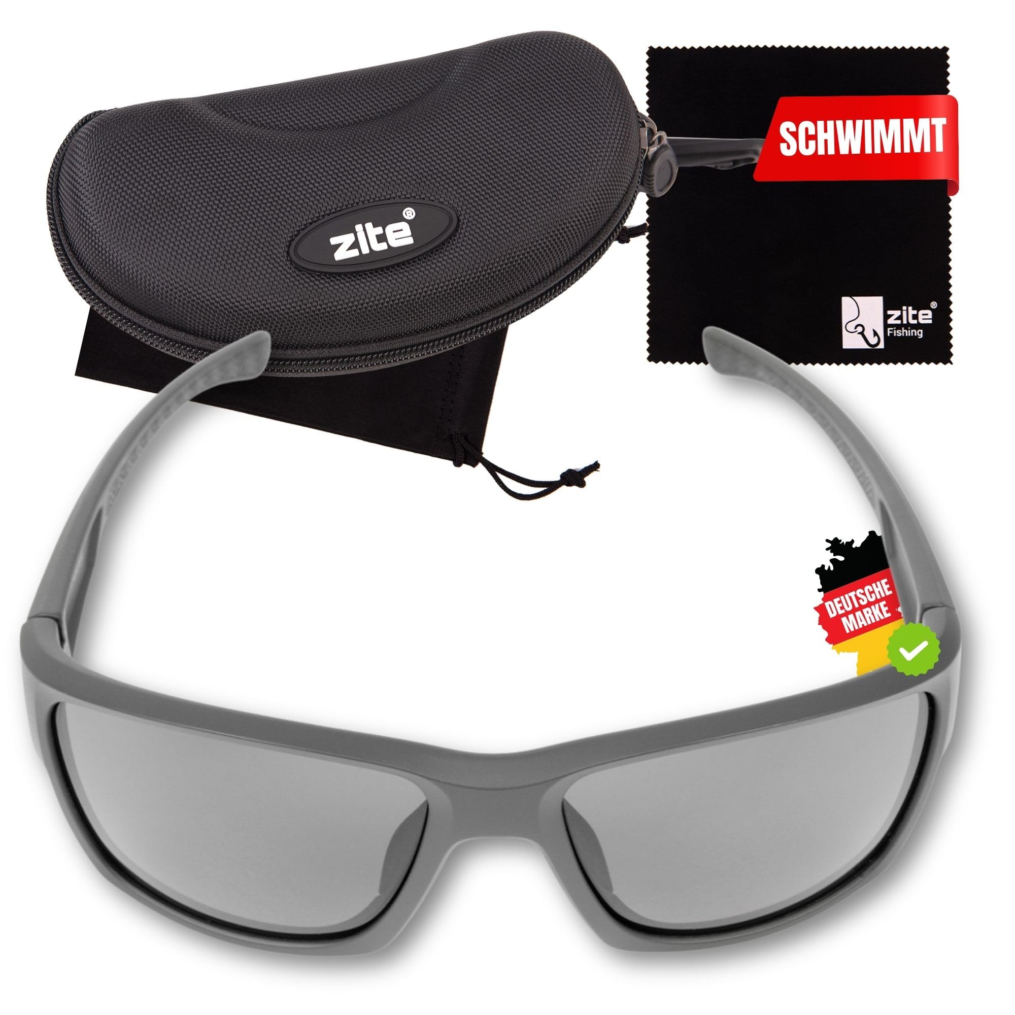 Zite Fishing Polarisationsbrille | Orus | Polbrille Angeln verspiegelt, UV400 & Schwimmfähig | Ultraleichte Angelbrille mit Hardcase & Tasche | Angelbrille polarisiert zum Angeln, Fishing Glasses