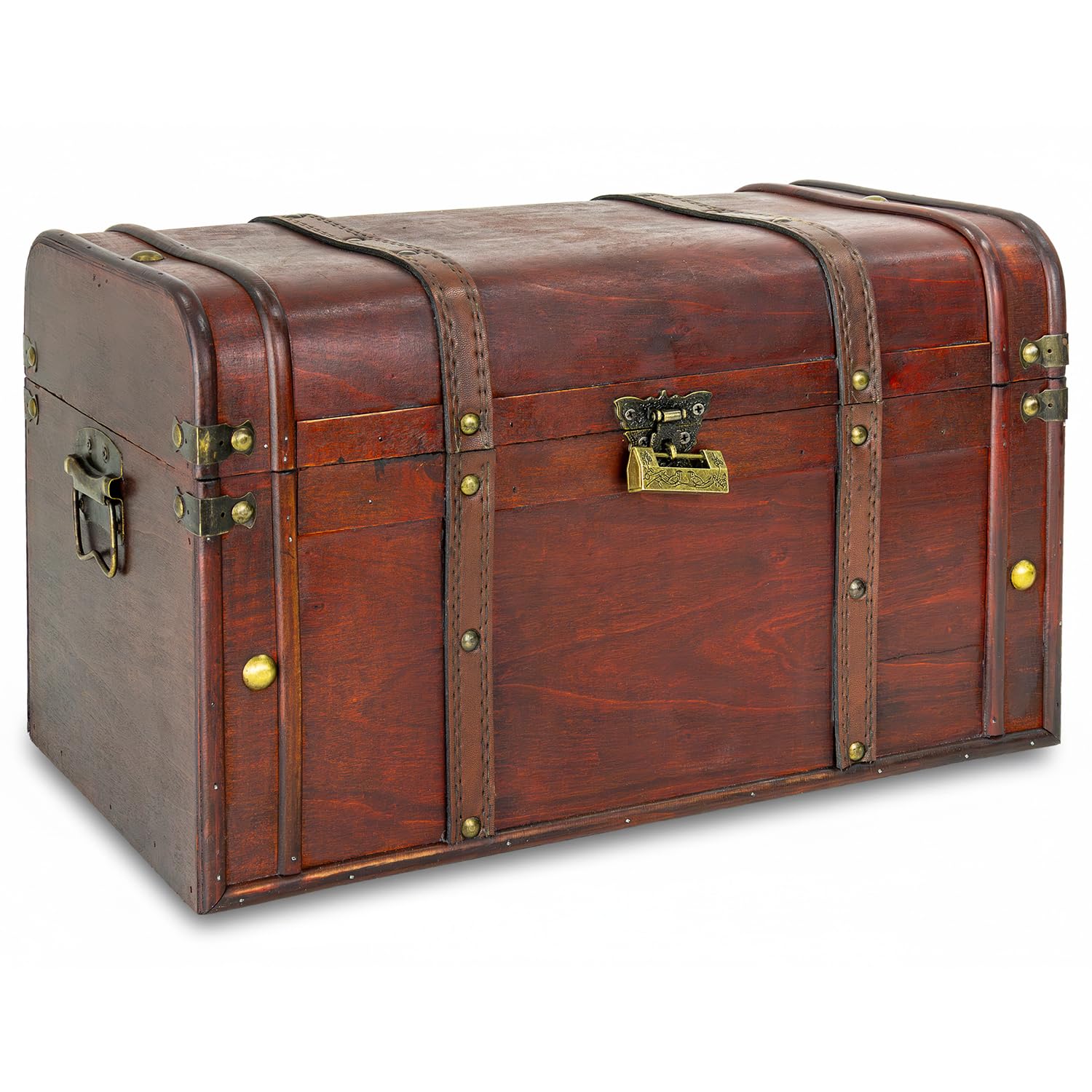 Kingpower Coffret coffre en bois avec serrure Coffre de cadeaux | 40 x 22 x 24 cm, Boîte, caisse en bois
