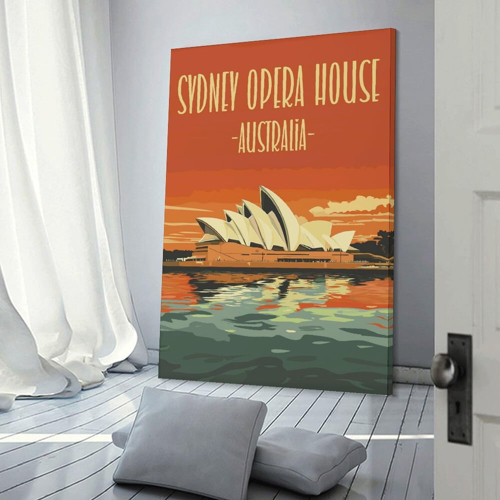 Junmoney Original Sydney Opera House Poster Canvas Wall Art 20x30inch(50x75cm), for Study, Office Or Focused Interiors, Home Office Artwork with Decorative Appeal