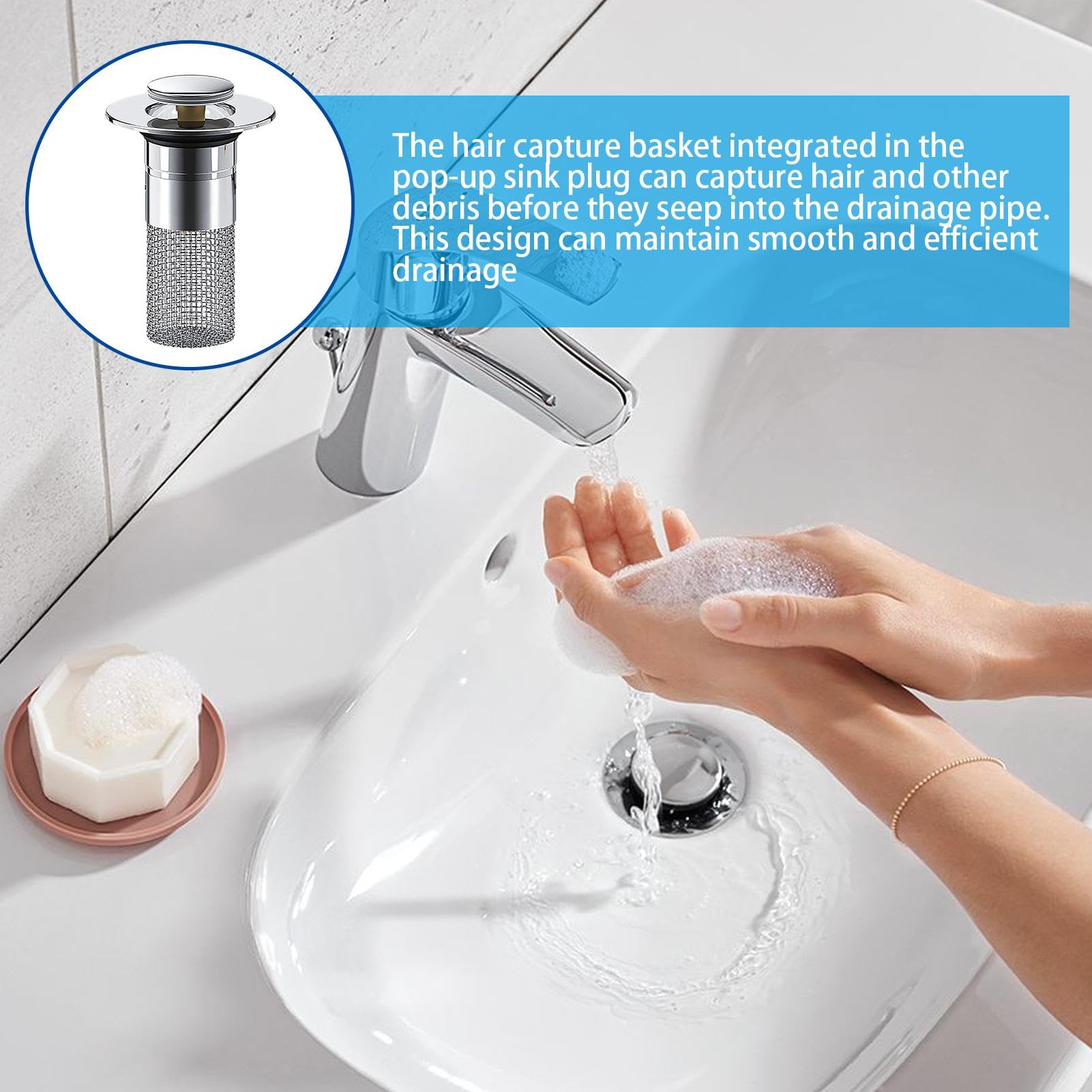 Attrape-cheveux Pour évier De Salle De Bain | Bouchon De Vidange Pop-up | Tuyau De Drainage En Acier Inoxydable Avec Noyau En Laiton - Filtre De