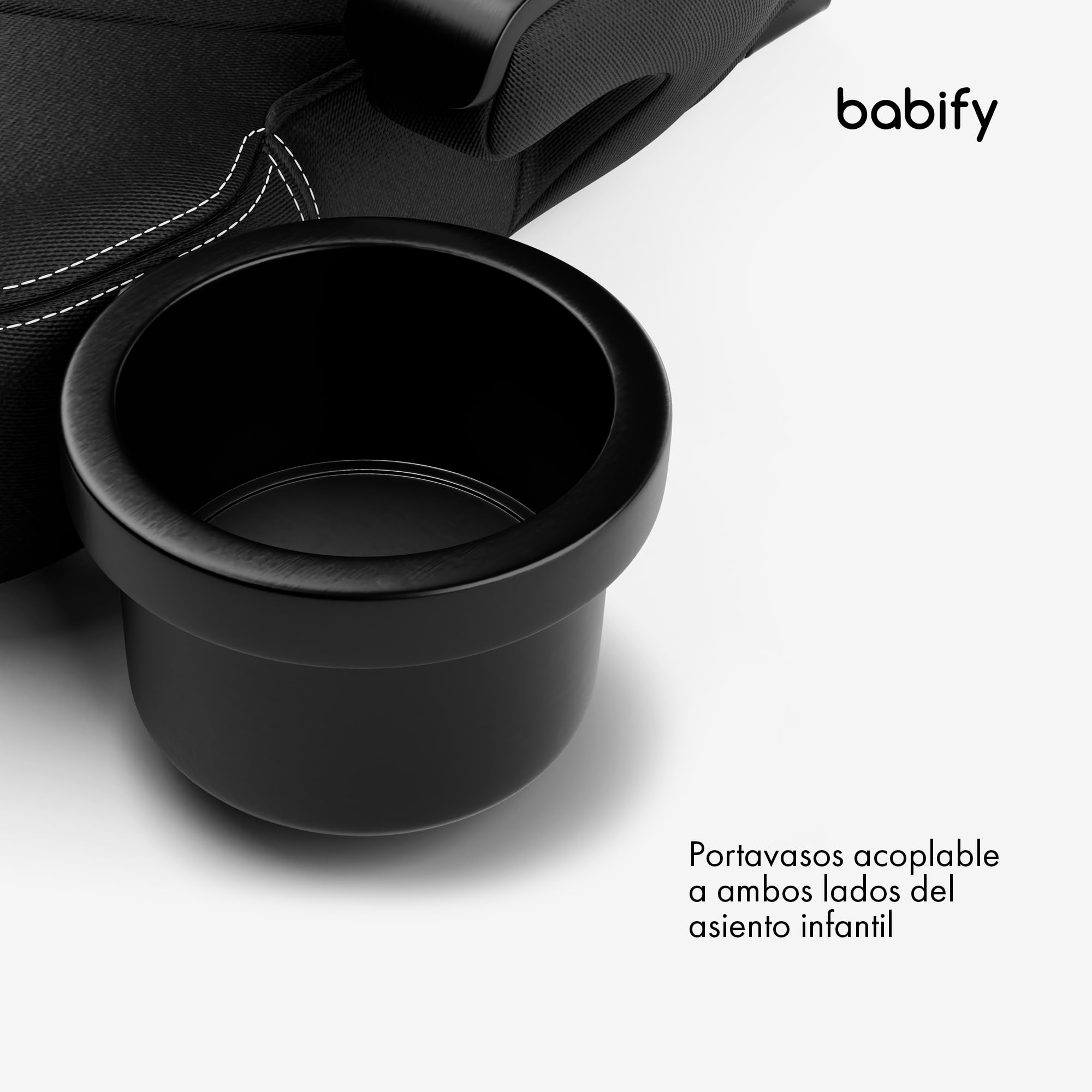 Babify Silla Coche Isofix 15-36 kg - para Niños 3-12 Años, Reposacabezas Ajustable 12 Posiciones, Portavasos Extraíble, Plegable, Funda Lavable, Cumple R129 UE, Negro