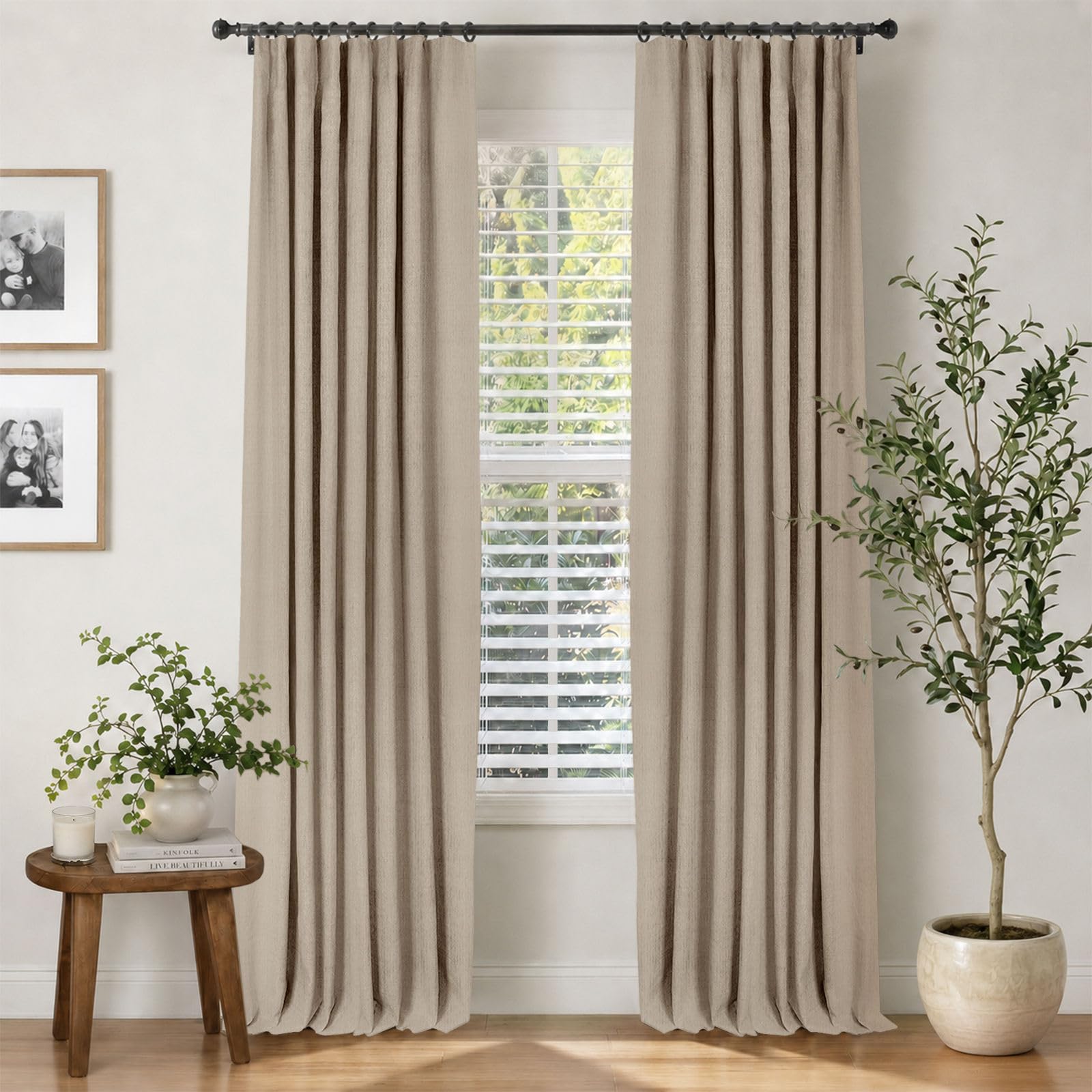 INOVADAY 100% Blackout Curtains for Bedroom Black Out Curtain 102 Inch Long