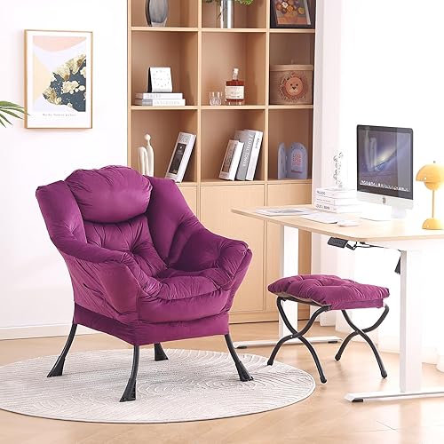 Miniatura 69 de Lita Silla relajada con otomana, tapizado ornamental, moderno de ocio, contemporáneo para lectura con reposabrazos, un bolsillo lateral para sala de